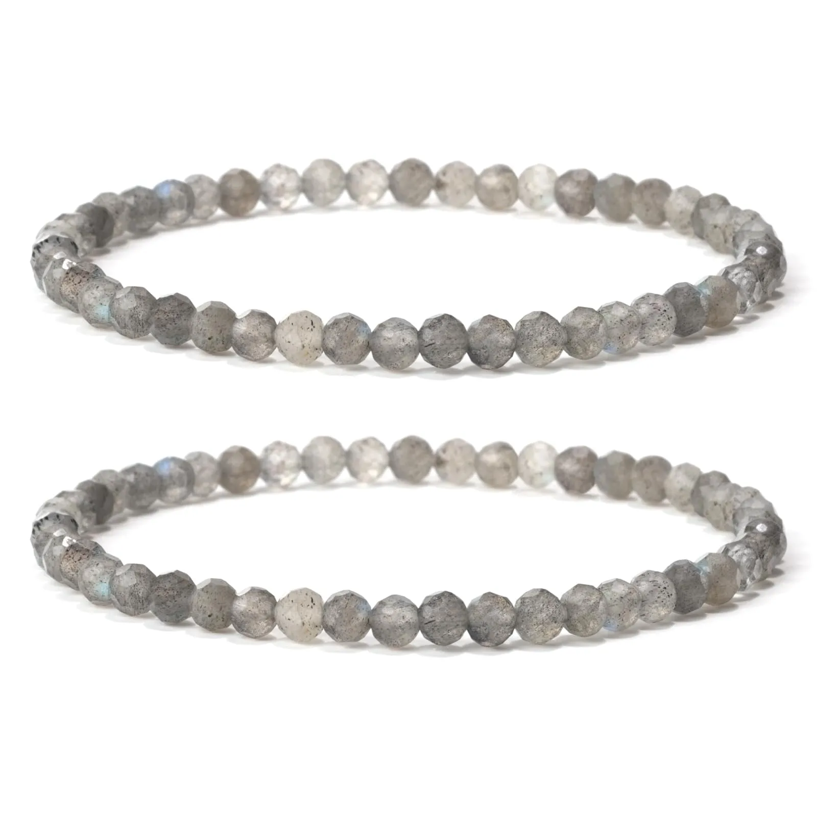 Landorilo Bracciale in Pietra Naturale Labradorite 4 mm, Set da 2 pezzi - immagine 1