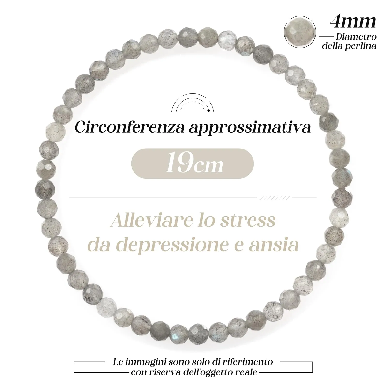Landorilo Bracciale in Pietra Naturale Labradorite 4 mm, Set da 2 pezzi - immagine 4