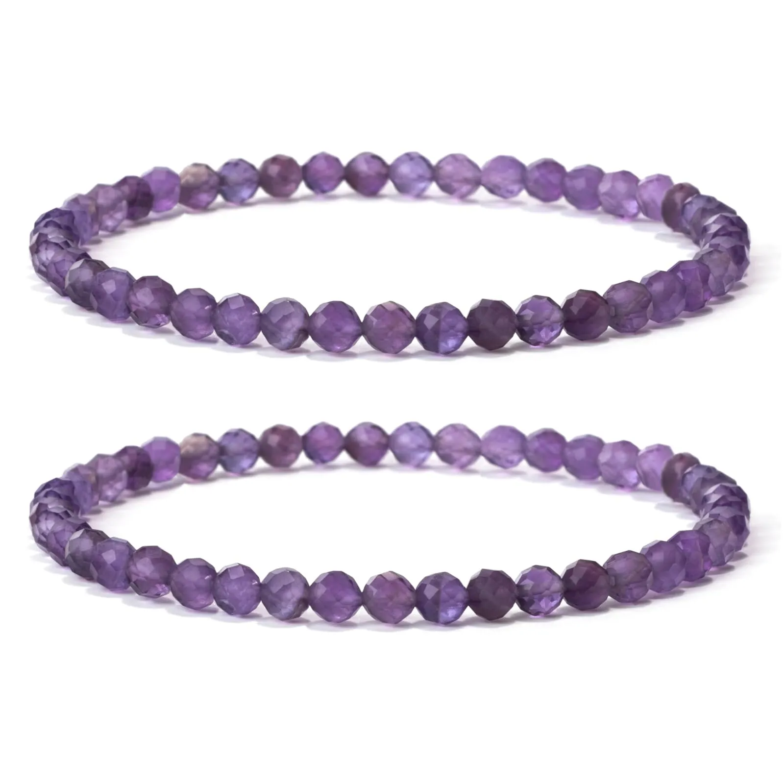 Landorilo Bracciale in Ametista Naturale 4 mm, Set da 2 Pezzi - immagine 1