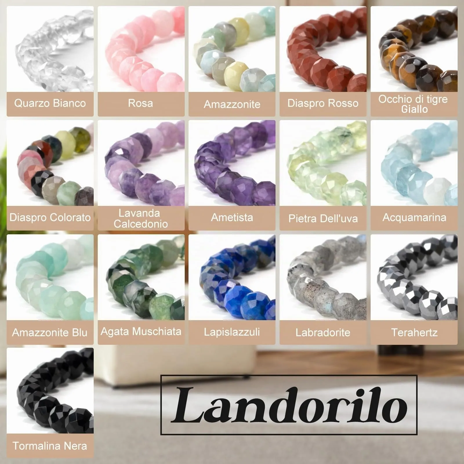 Landorilo Bracciale in Ametista Naturale 4 mm, Set da 2 Pezzi - immagine 7
