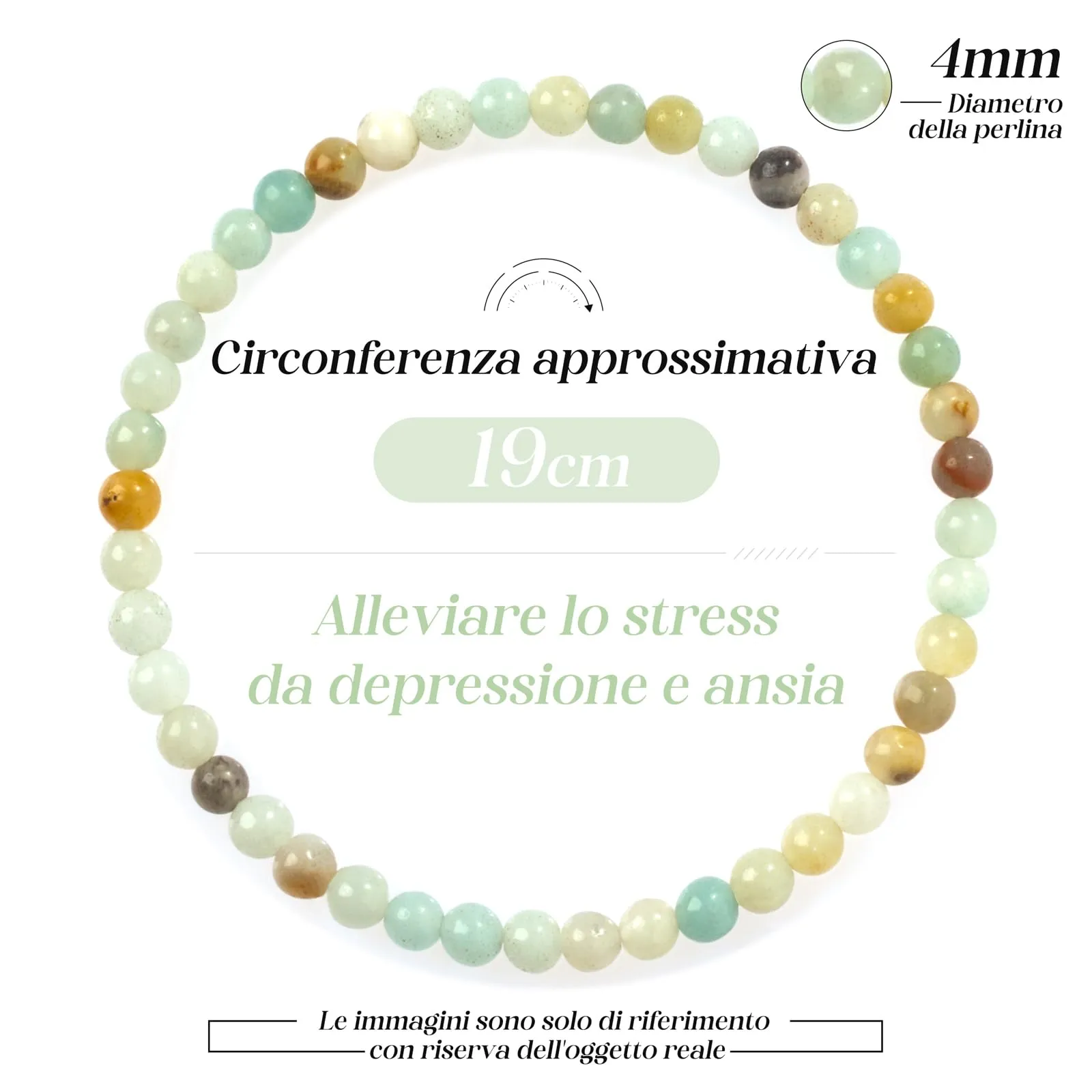 Landorilo Bracciale in Pietra Naturale Amazzonite, 4 mm, Set da 2 - immagine 4