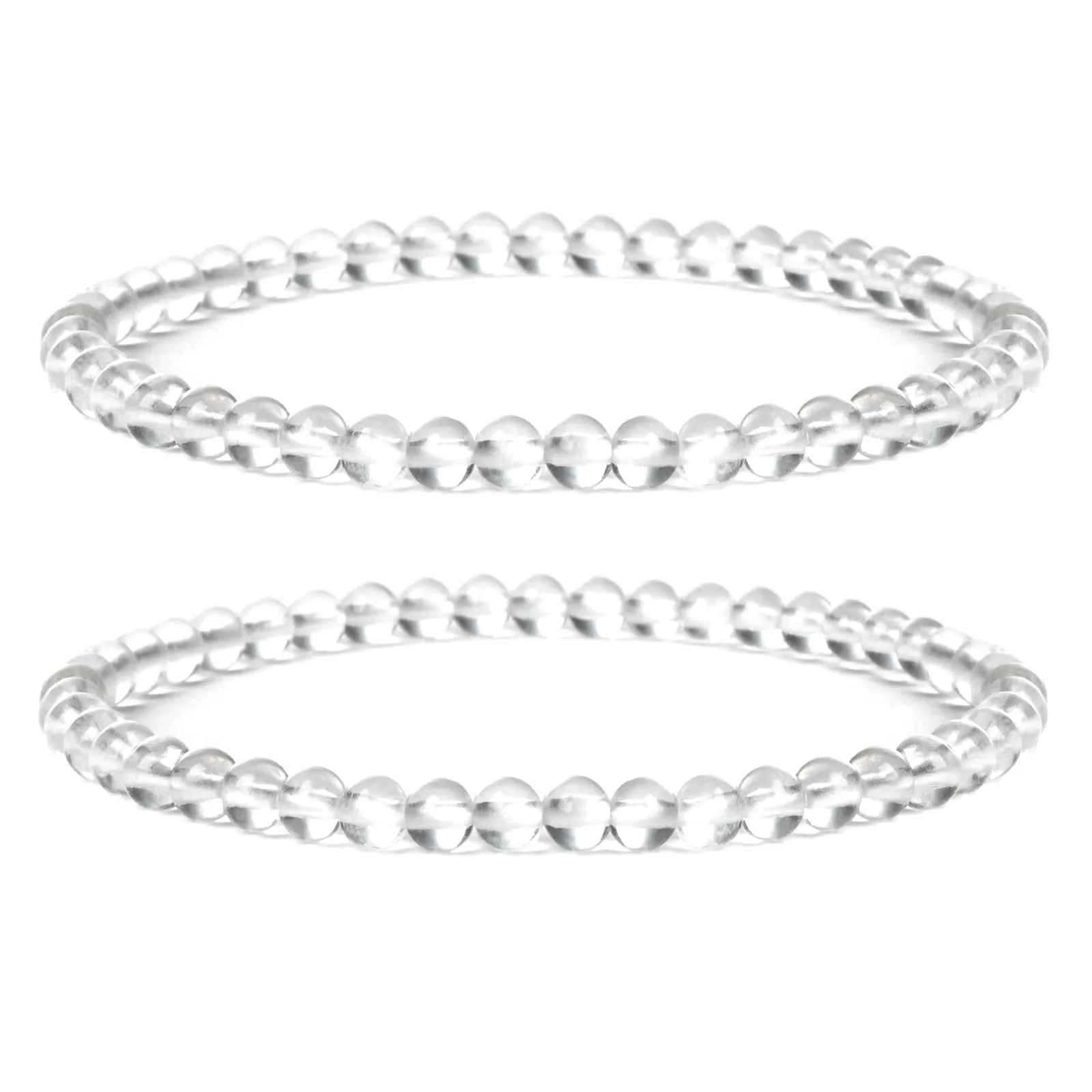 Landorilo Bracciale in Pietra Naturale Quarzo Bianco, 4 mm, Set da 2 Pezzi - immagine 1