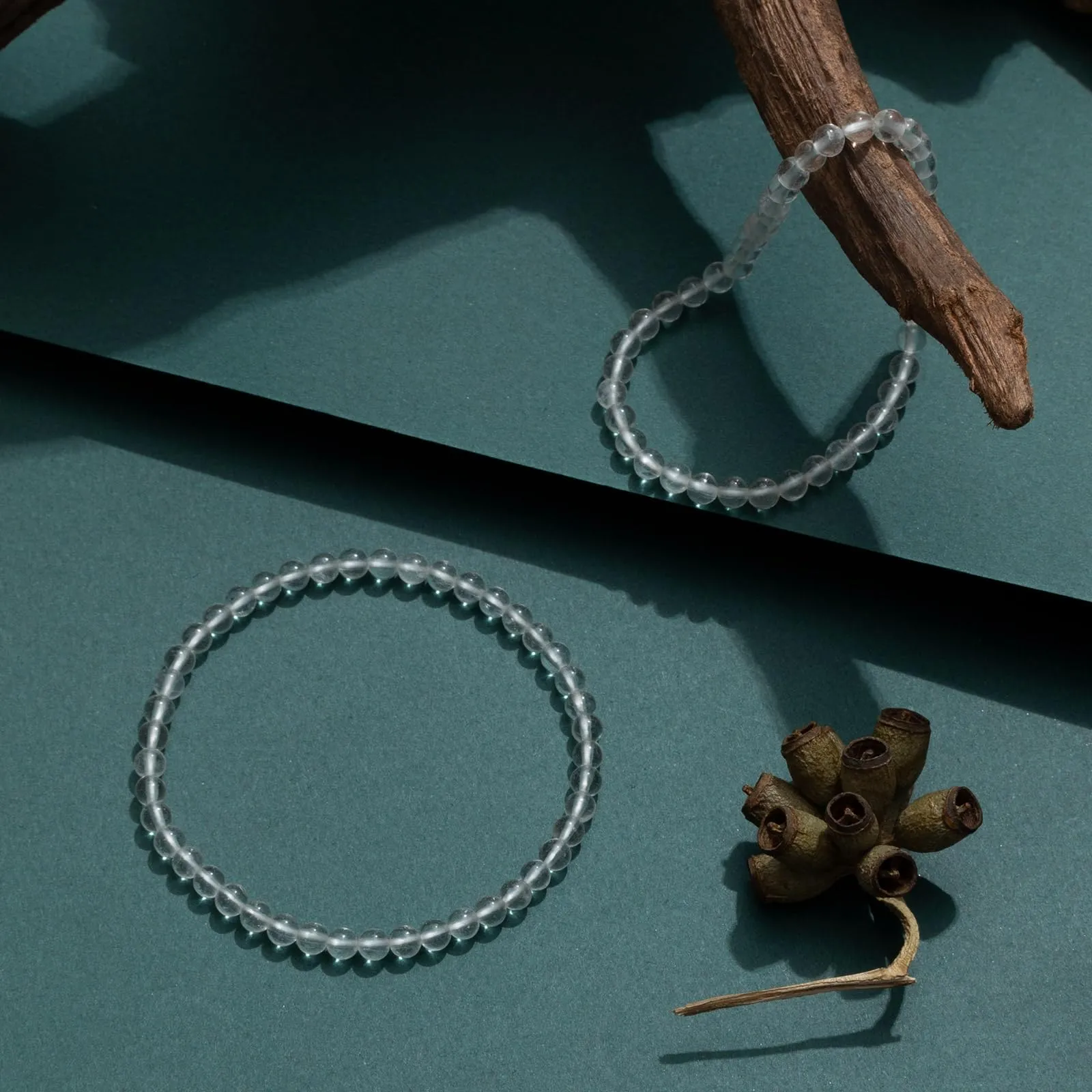Landorilo Bracciale in Pietra Naturale Quarzo Bianco, 4 mm, Set da 2 Pezzi - immagine 3