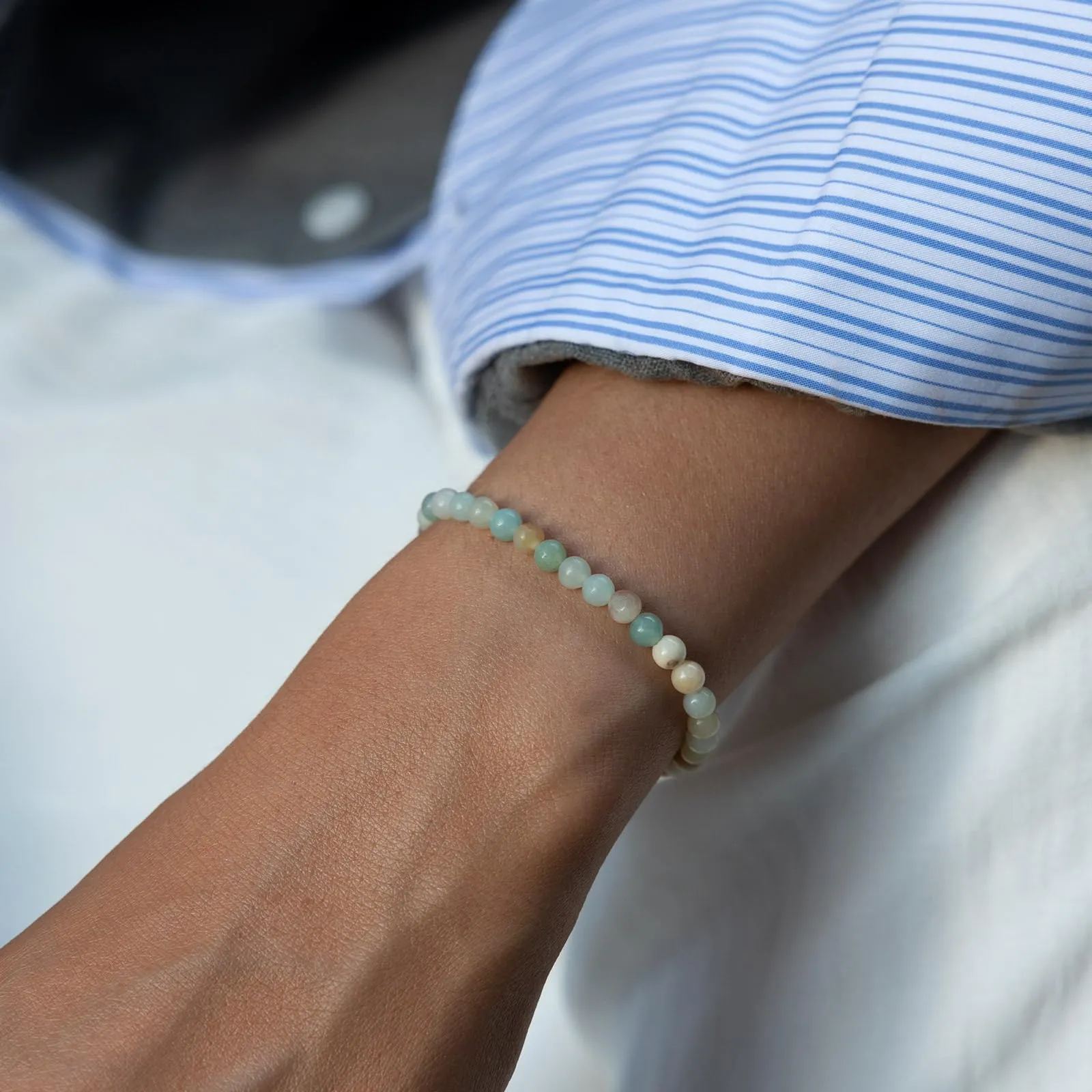 Landorilo Bracciale in Pietra Naturale 4 mm, Amazzonite - immagine 2