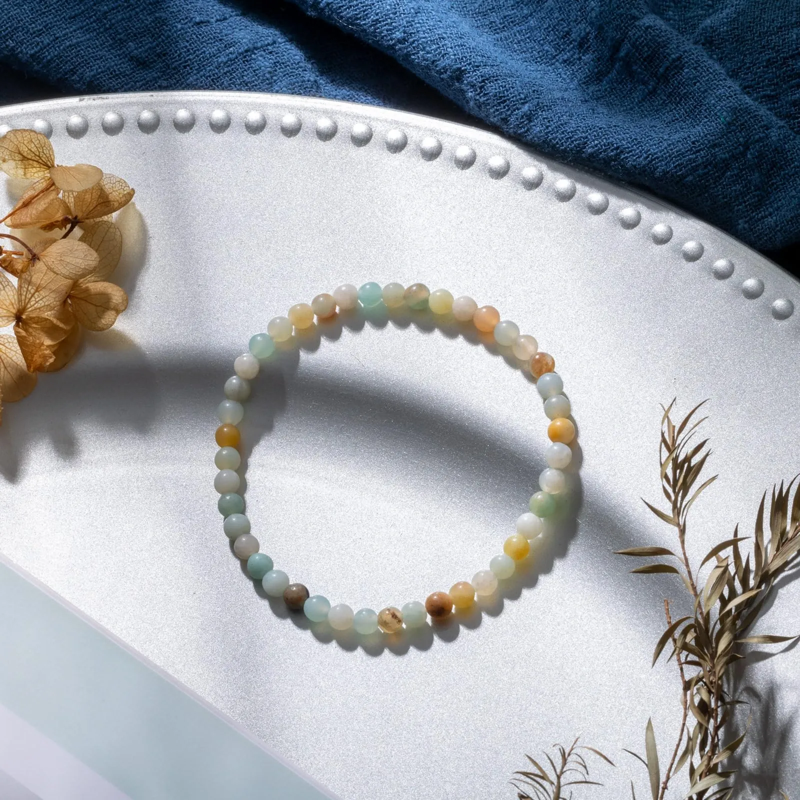 Landorilo Bracciale in Pietra Naturale 4 mm, Amazzonite - immagine 3