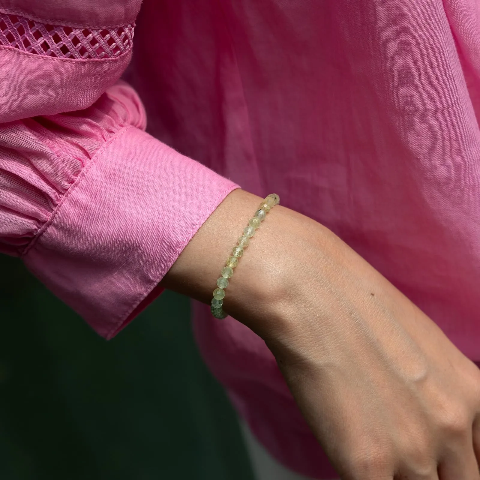 Landorilo Bracciale in Pietra Naturale Sfaccettata, 4 mm, Pietra Dell'uva, 18-19 cm - immagine 2