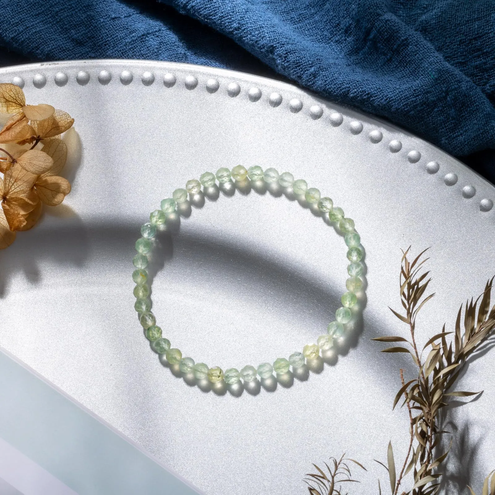 Landorilo Bracciale in Pietra Naturale Sfaccettata, 4 mm, Pietra Dell'uva, 18-19 cm - immagine 3