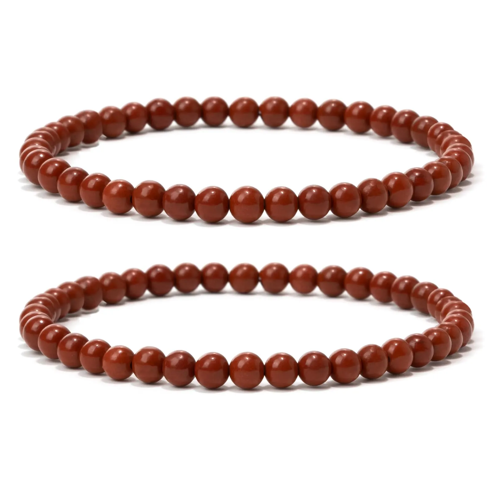 Landorilo Bracciale in Pietra Naturale Diaspro Rosso, 4 mm, Set da 2 Pezzi - immagine 1