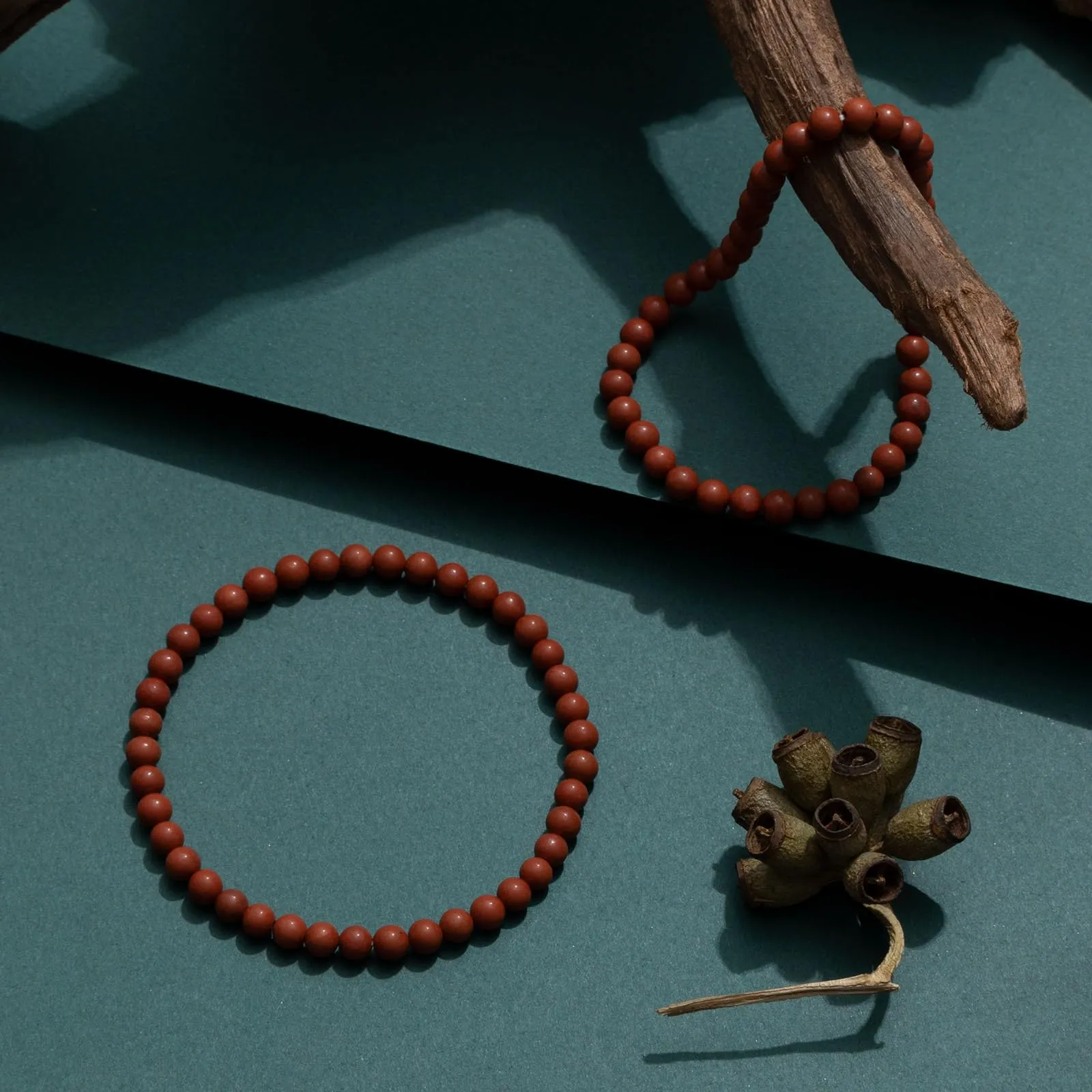 Landorilo Bracciale in Pietra Naturale Diaspro Rosso, 4 mm, Set da 2 Pezzi - immagine 3