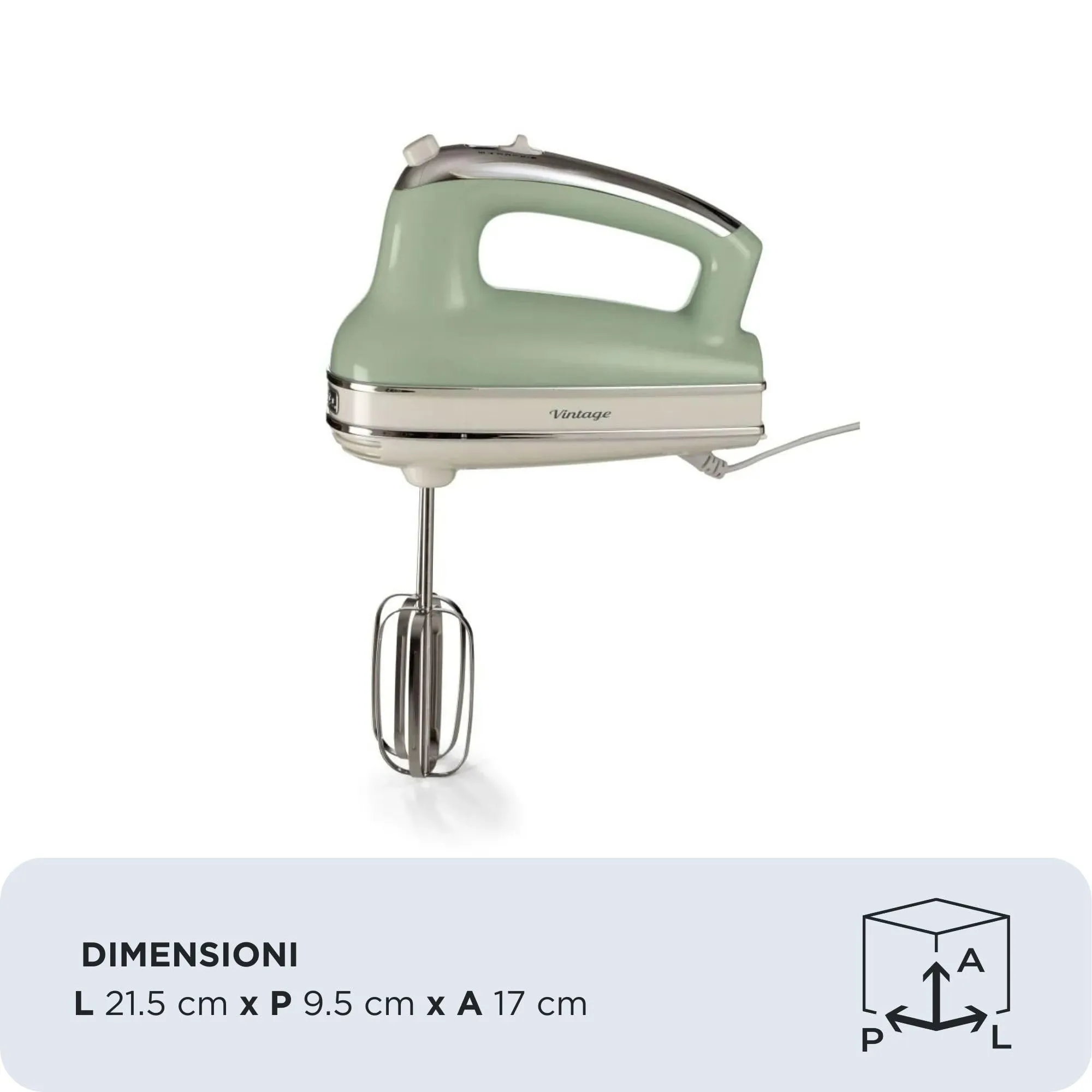 Ariete 1548 Sbattitore Vintage, 450W, 5 Velocità, Verde - immagine 2