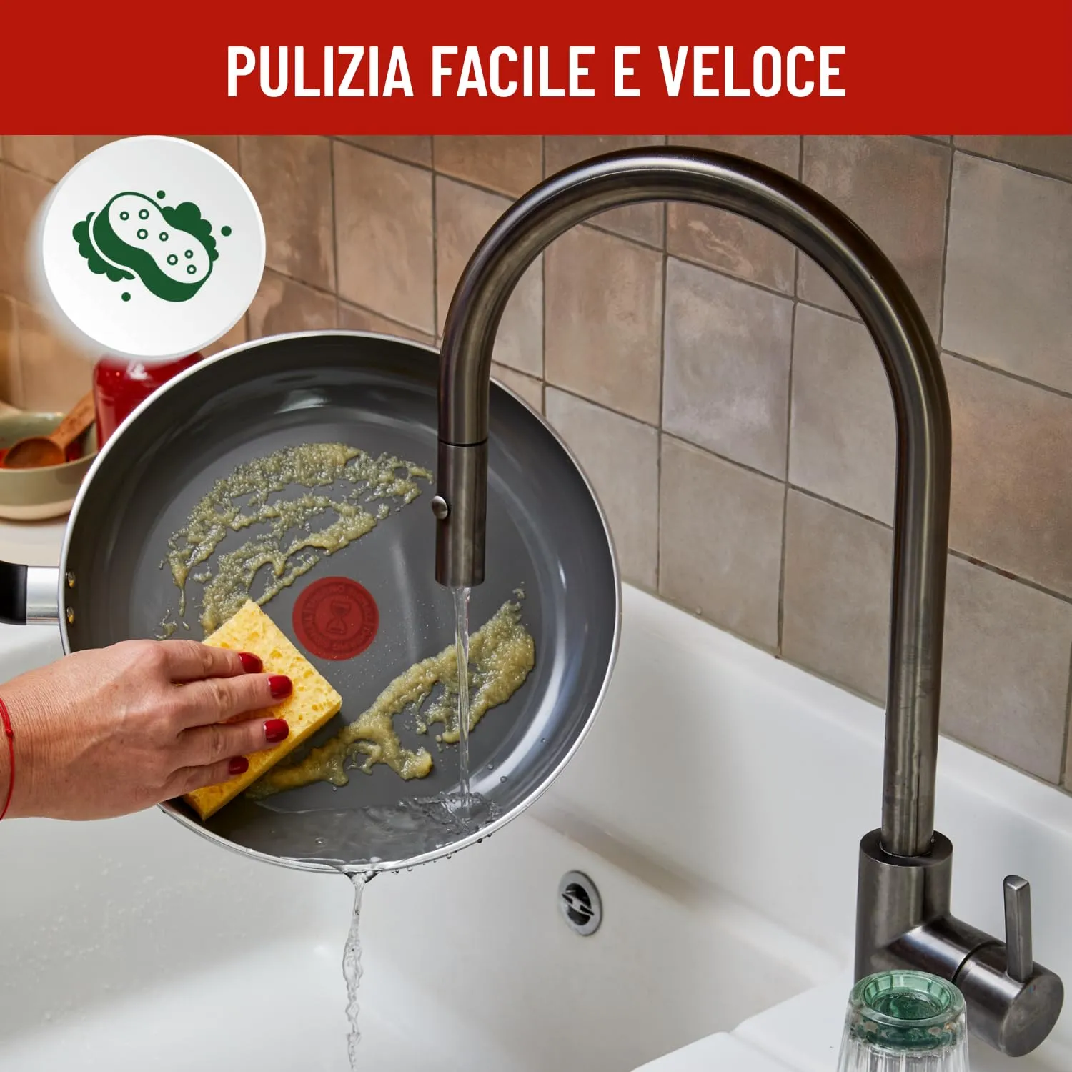 Lagostina Goccia Padella 28 cm, Rivestimento in Ceramica Antiaderente, Thermo-Signal, Compatibile con Induzione - immagine 5