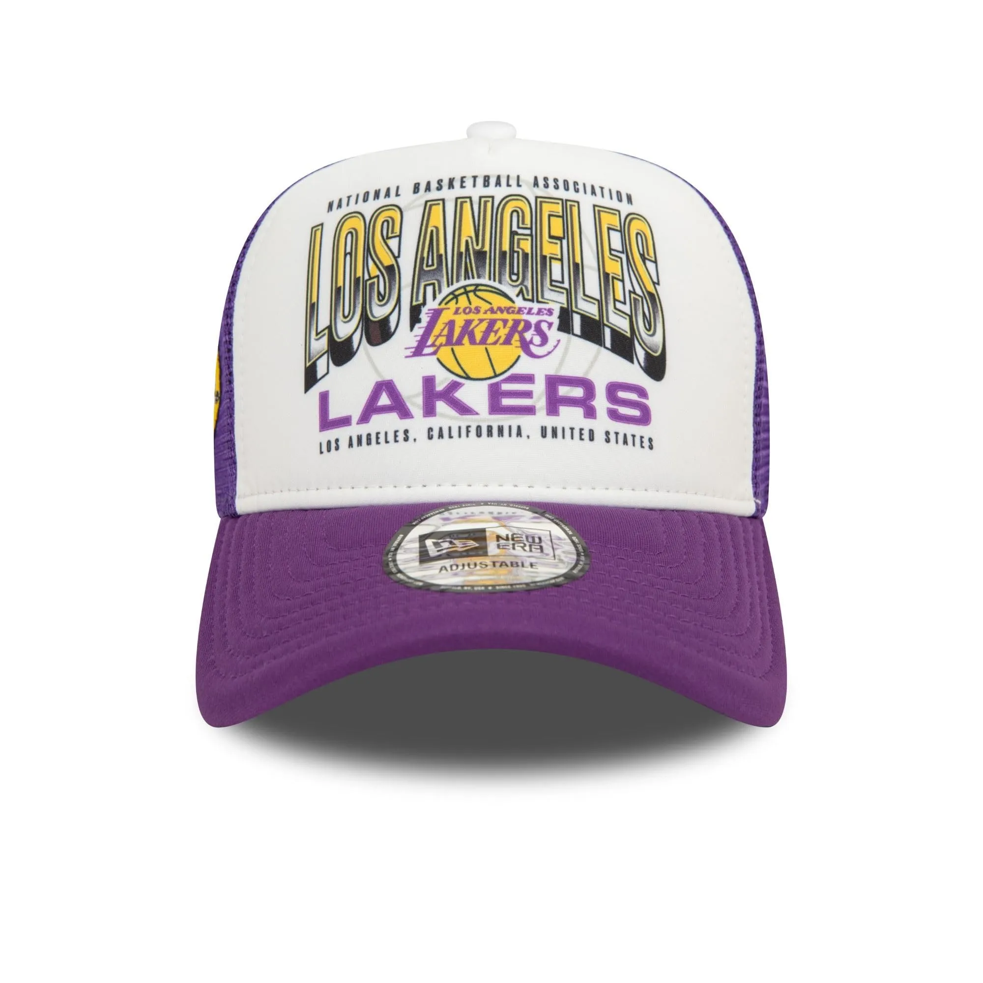 New Era Los Angeles Lakers NBA E-Frame Berretto da Camionista Regolabile Bianco Viola - immagine 2
