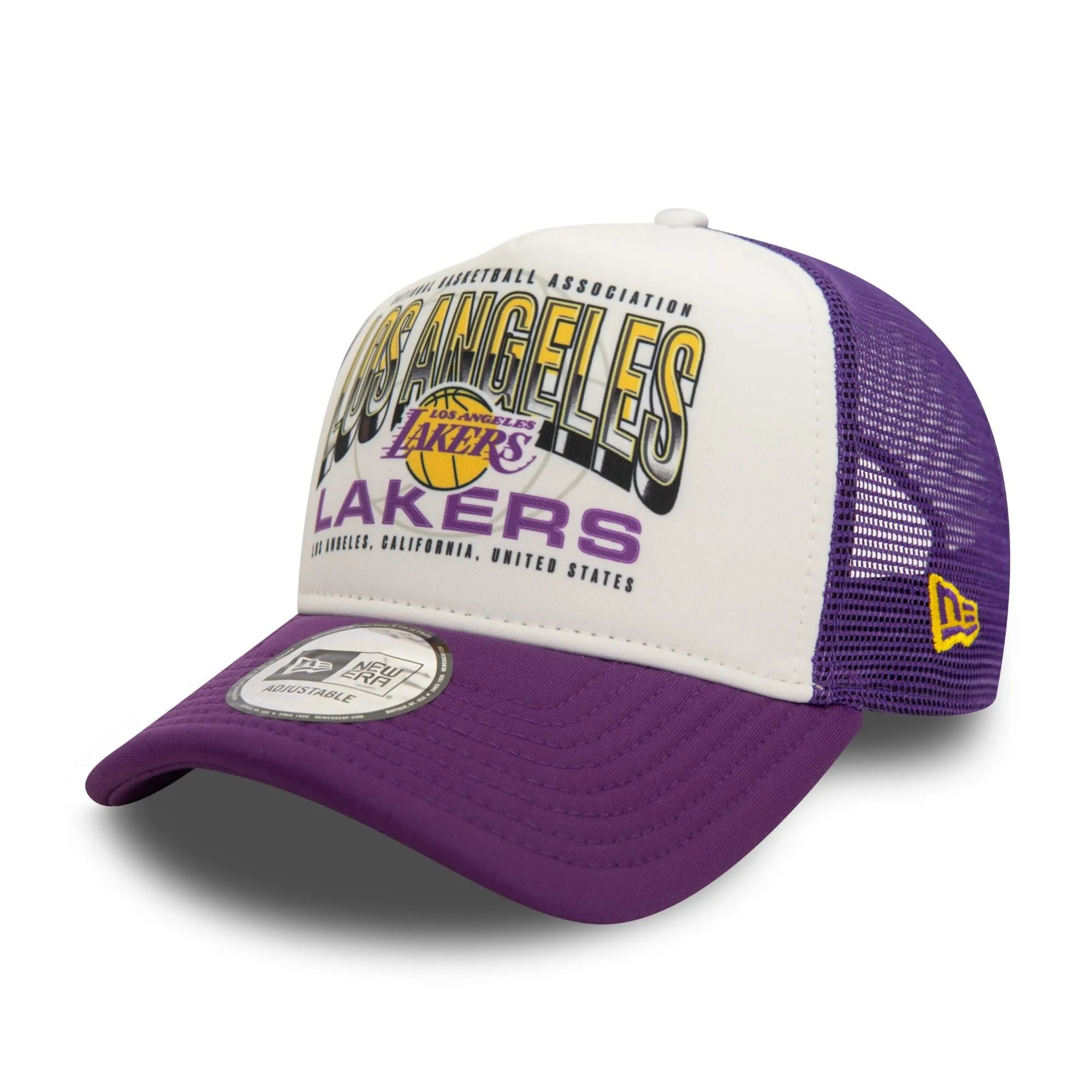 New Era Los Angeles Lakers NBA E-Frame Berretto da Camionista Regolabile Bianco Viola - immagine 3