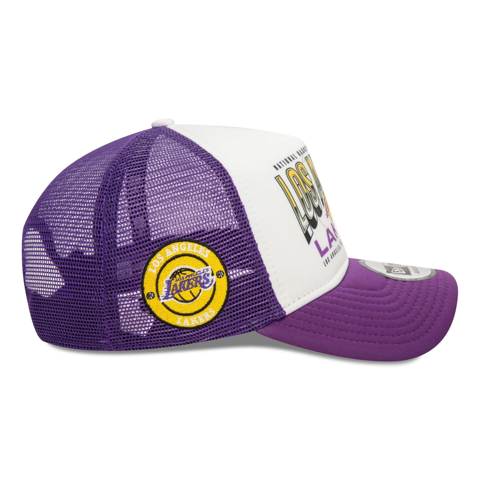 New Era Los Angeles Lakers NBA E-Frame Berretto da Camionista Regolabile Bianco Viola - immagine 6
