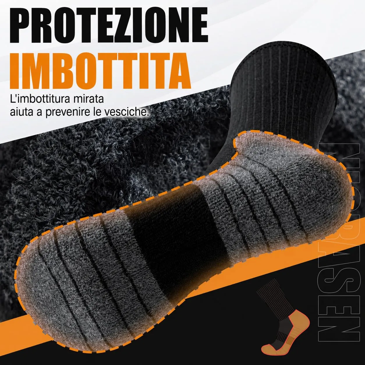 Niorasen Calzini Sportivi in Cotone Traspirante per Uomo e Donna, 39-42, 6 Paia, Nero - immagine 6
