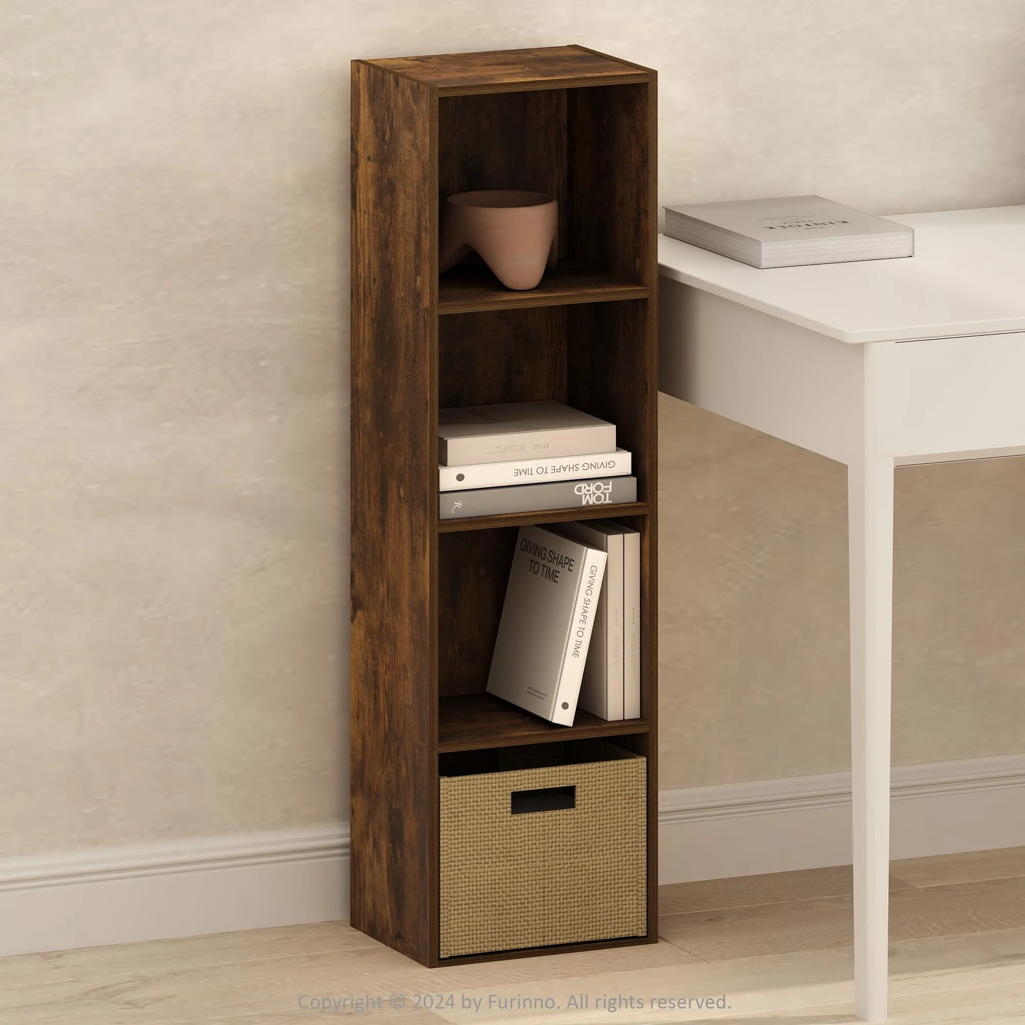 Furinno Libreria a 4 ripiani, Pino Ambrato - immagine 2