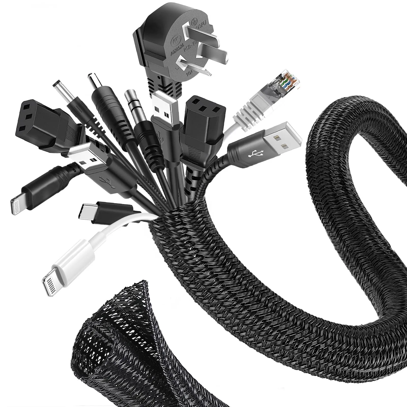 Romon Guaina Cavi Intrecciata Self-closing, 16-25 mm x 3m, Nero - immagine 1