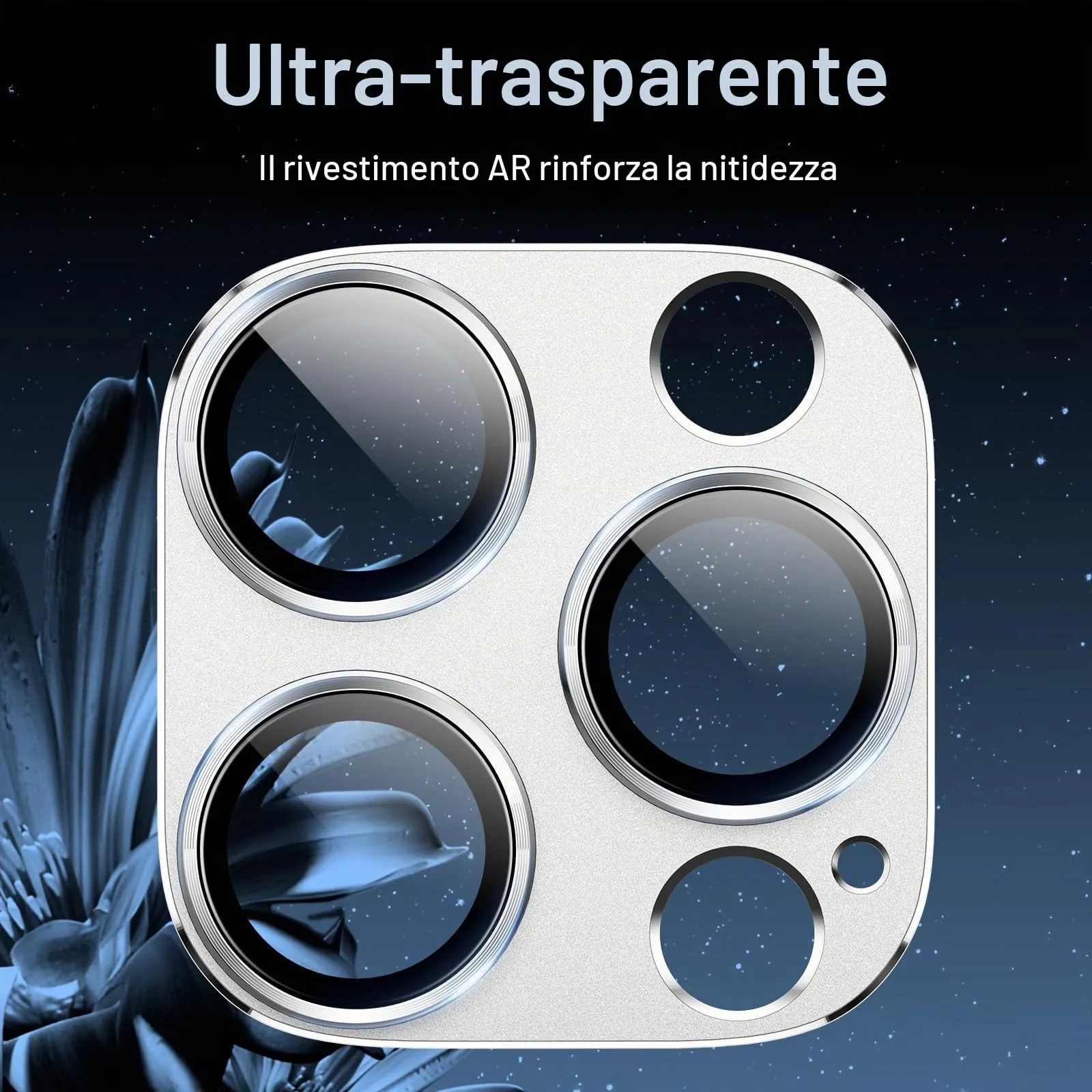 JETech Pellicola Protettiva Fotocamera per iPhone 16 Pro/16 Pro Max, Argento - immagine 6