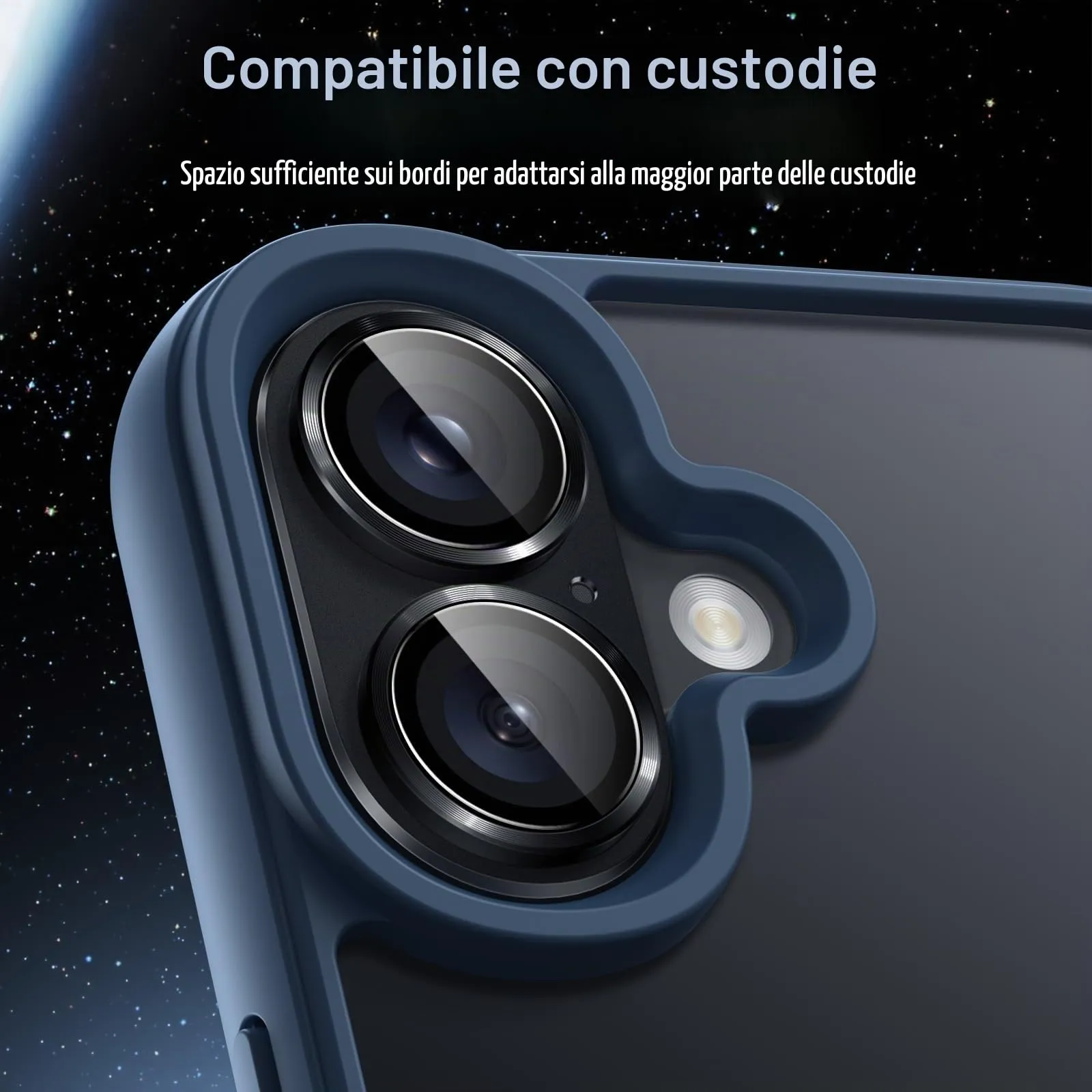 JETech Pellicola Protettiva Fotocamera per iPhone 16/16 Plus, Nero - immagine 7