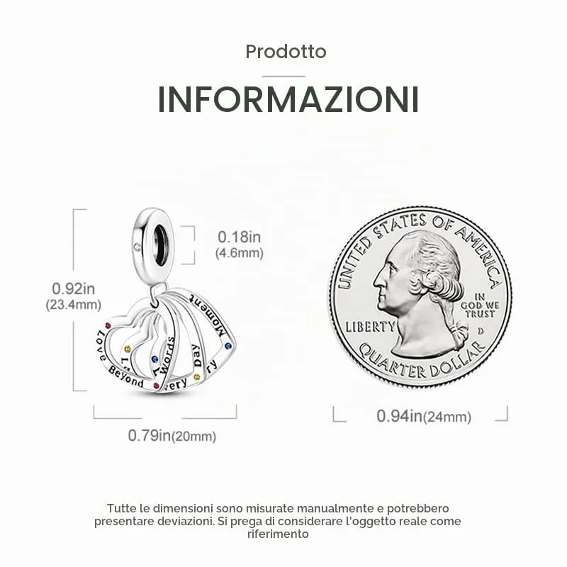 TINSLO Bead Charm Ciondolo Argento Sterling 925 con Cubic Zirconia per Braccialetti e Collane Europei - immagine 6