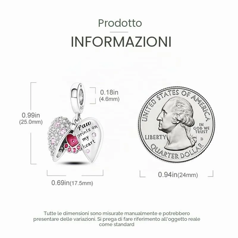 TINSLO Bead Charm in Argento Sterling 925 con Cubic Zirconia per Braccialetti e Collane Pandora e Europei - immagine 5
