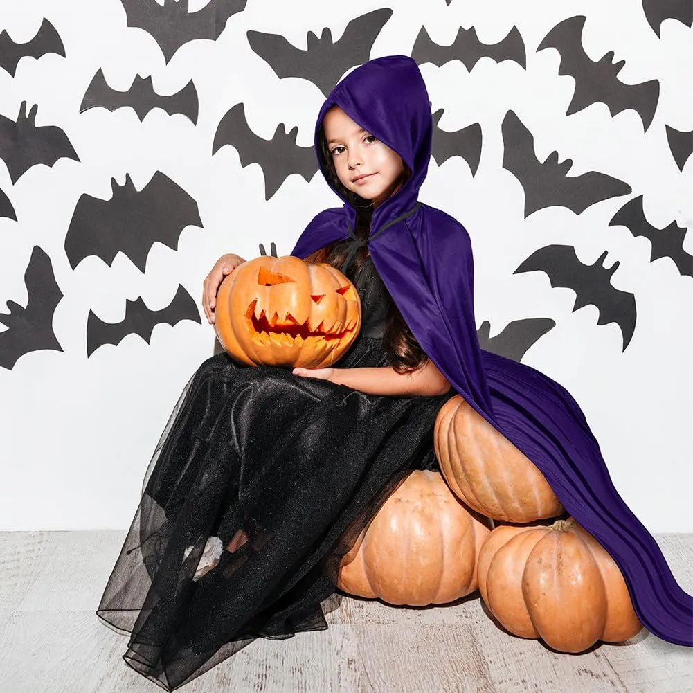 AOOWU Mantello con Cappuccio Reversibile Nero Viola per Adulti, 150cm - immagine 5