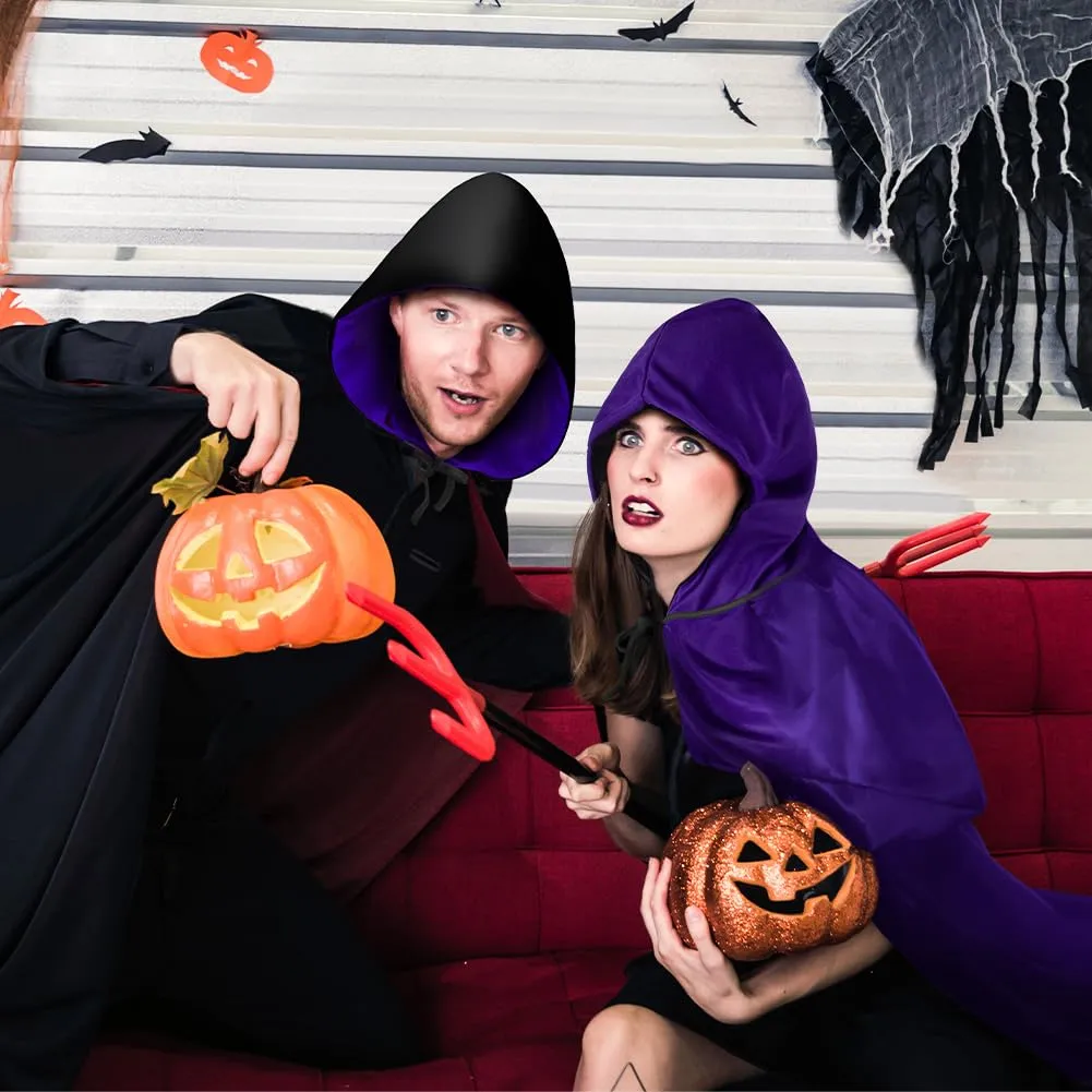 AOOWU Mantello con Cappuccio Reversibile Nero Viola per Adulti, 150cm - immagine 7