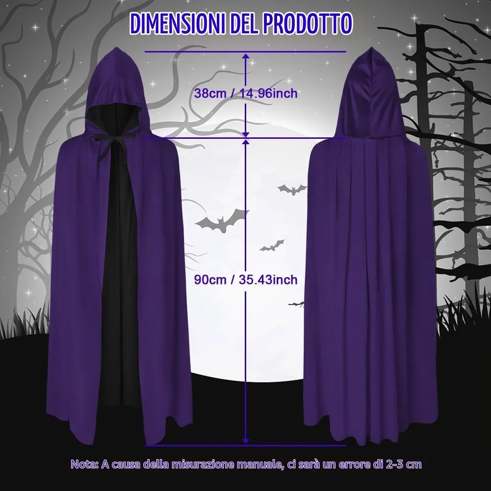 AOOWU Mantello con Cappuccio Reversibile Nero Viola per Bambino, 90cm - immagine 2