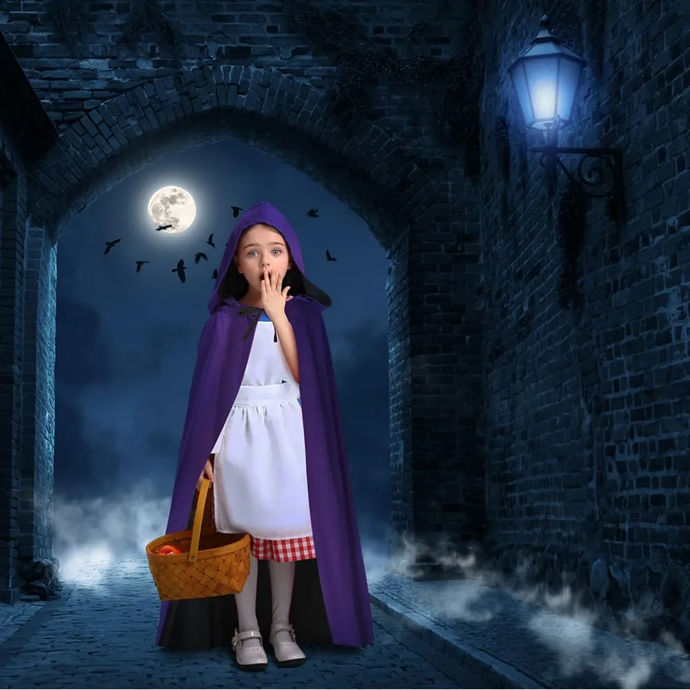 AOOWU Mantello con Cappuccio Reversibile Nero Viola per Bambino, 90cm - immagine 6