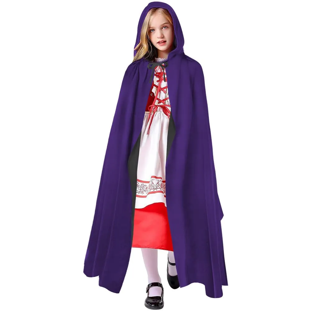AOOWU Mantello con Cappuccio Reversibile Nero Viola per Bambino, 90cm - immagine 8