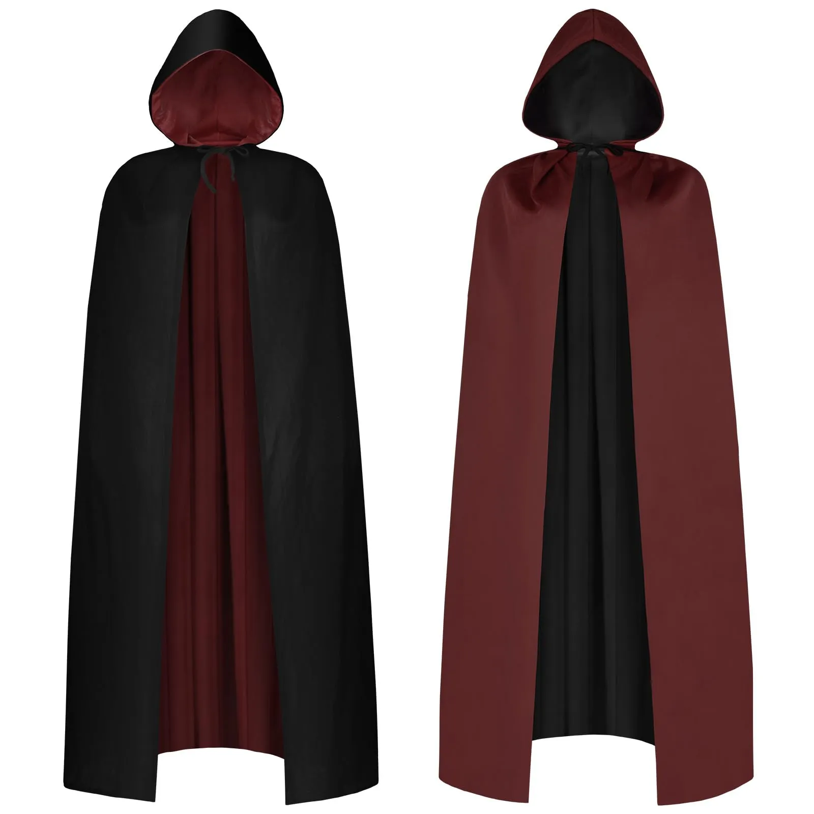 AOOWU Mantello con Cappuccio Reversibile Nero Bordeaux per Adulti, 150cm - immagine 1