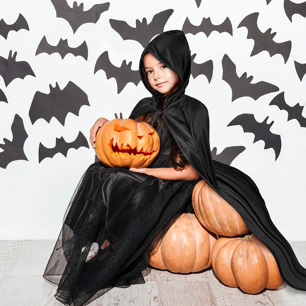AOOWU Mantello con Cappuccio da Vampiro per Adulti, Nero, 170cm - immagine 5