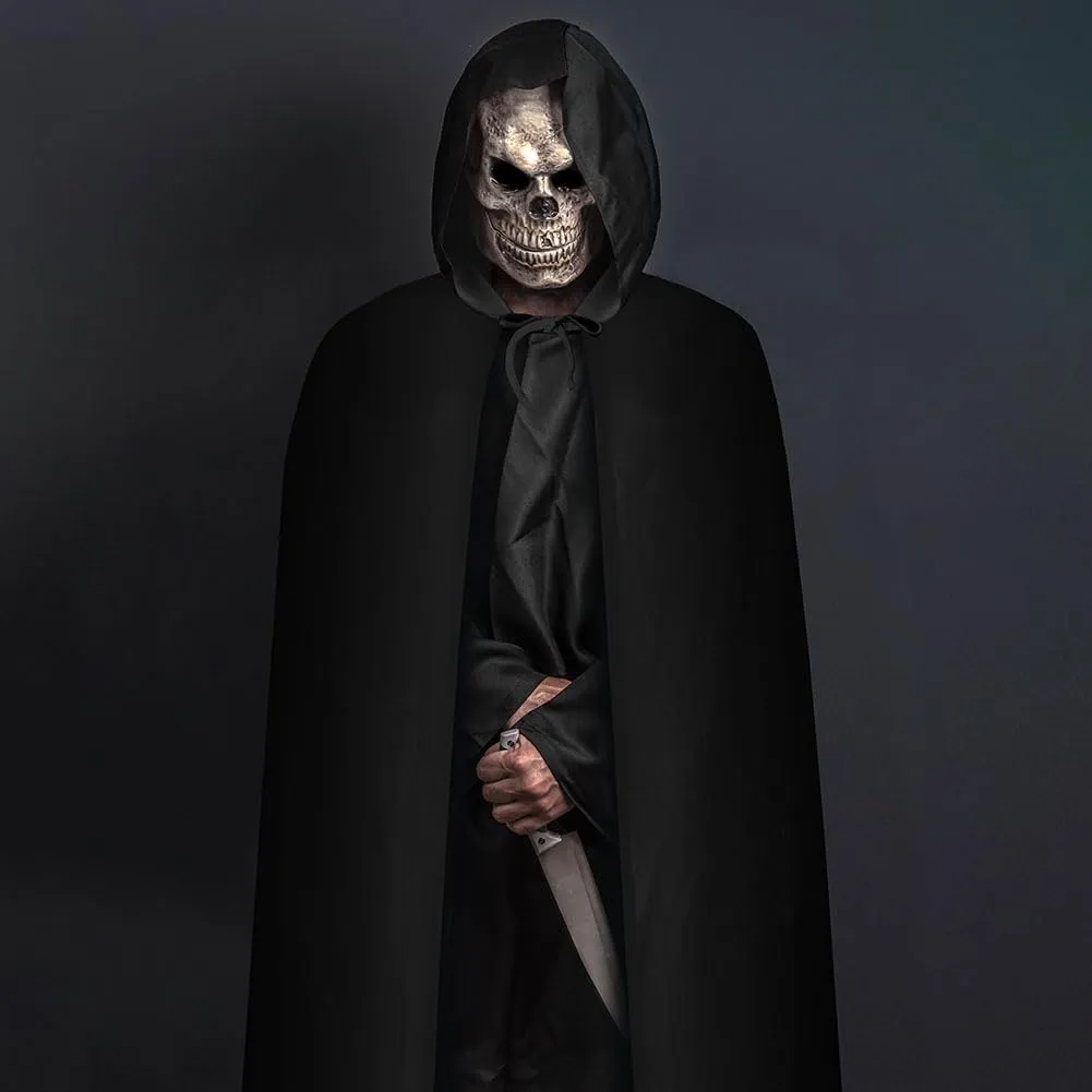 AOOWU Mantello con Cappuccio da Vampiro per Adulti, Nero, 170cm - immagine 6
