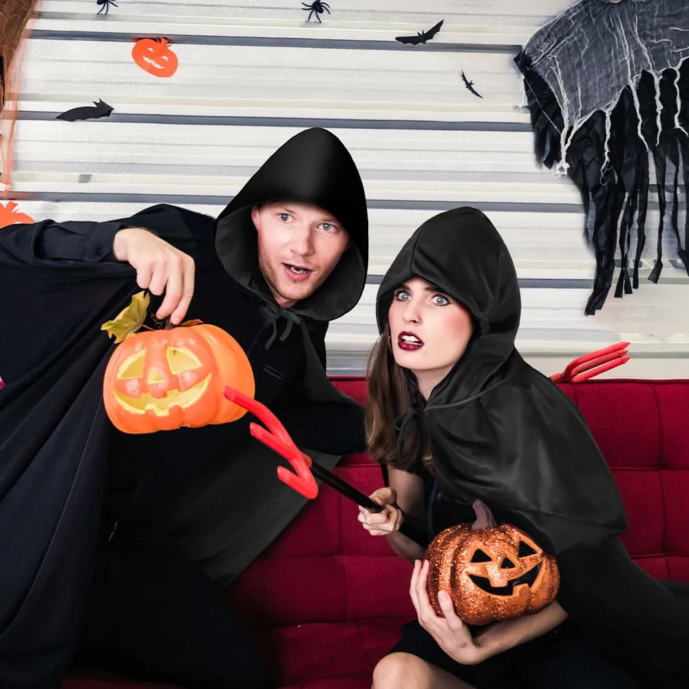 AOOWU Mantello con Cappuccio da Vampiro per Adulti, Nero, 170cm - immagine 7