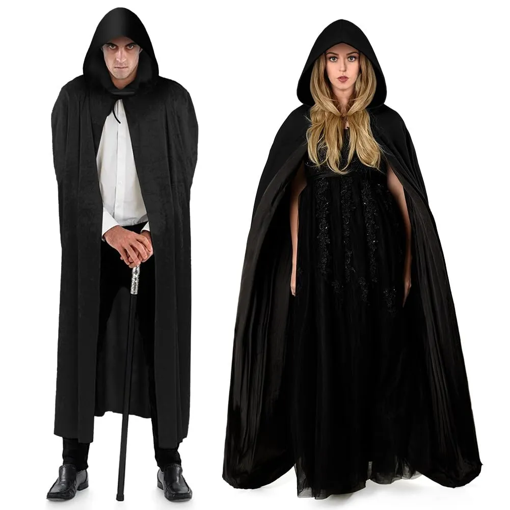 AOOWU Mantello con Cappuccio da Vampiro per Adulti, Nero, 170cm - immagine 8