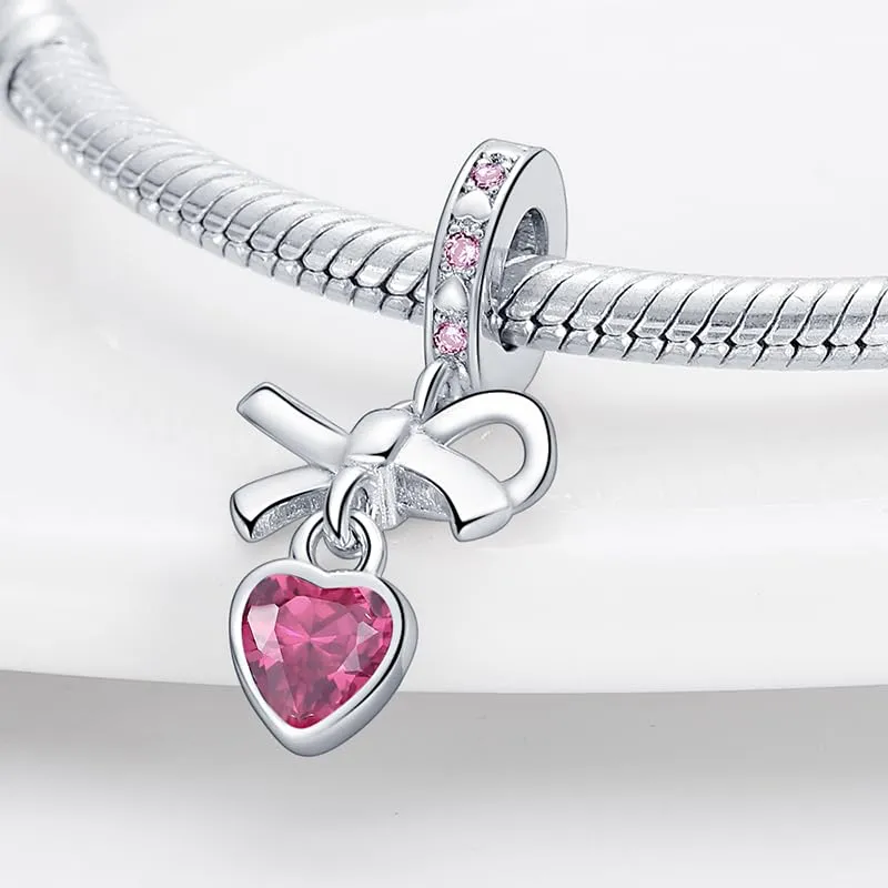 TINSLO Bead Charm Ciondolo Argento Sterling 925 con Cubic Zirconia per Braccialetti e Collane Europei - immagine 2