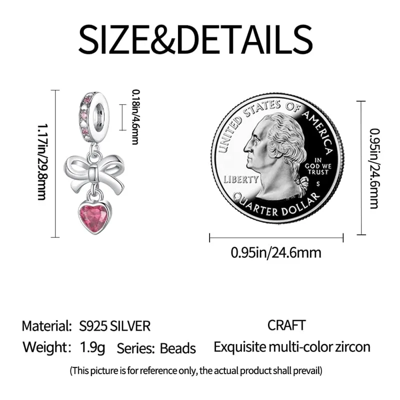 TINSLO Bead Charm Ciondolo Argento Sterling 925 con Cubic Zirconia per Braccialetti e Collane Europei - immagine 5