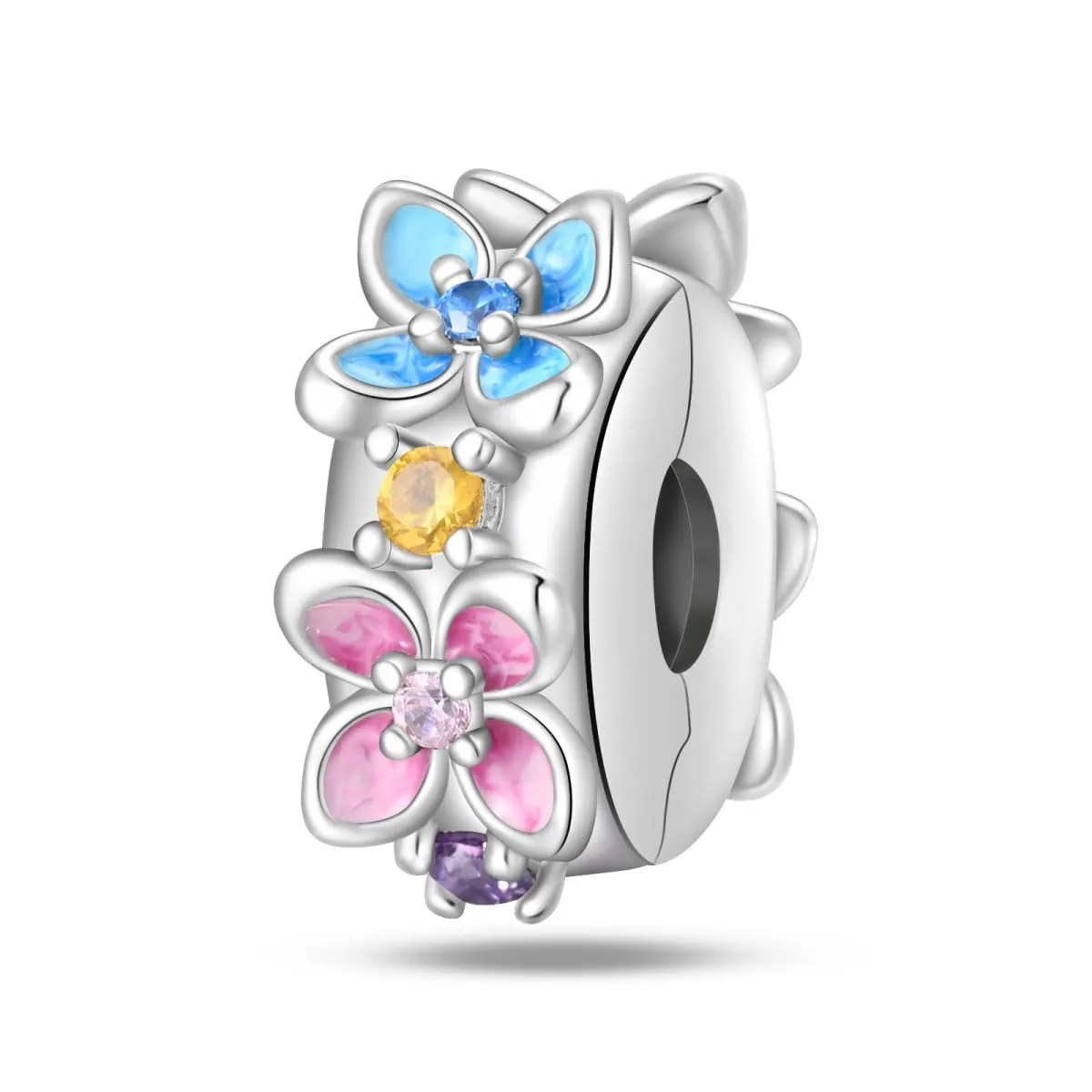 TINSLO Bead Charm in Argento Sterling 925 con Cubic Zirconia per Braccialetti e Collane Europee - immagine 1