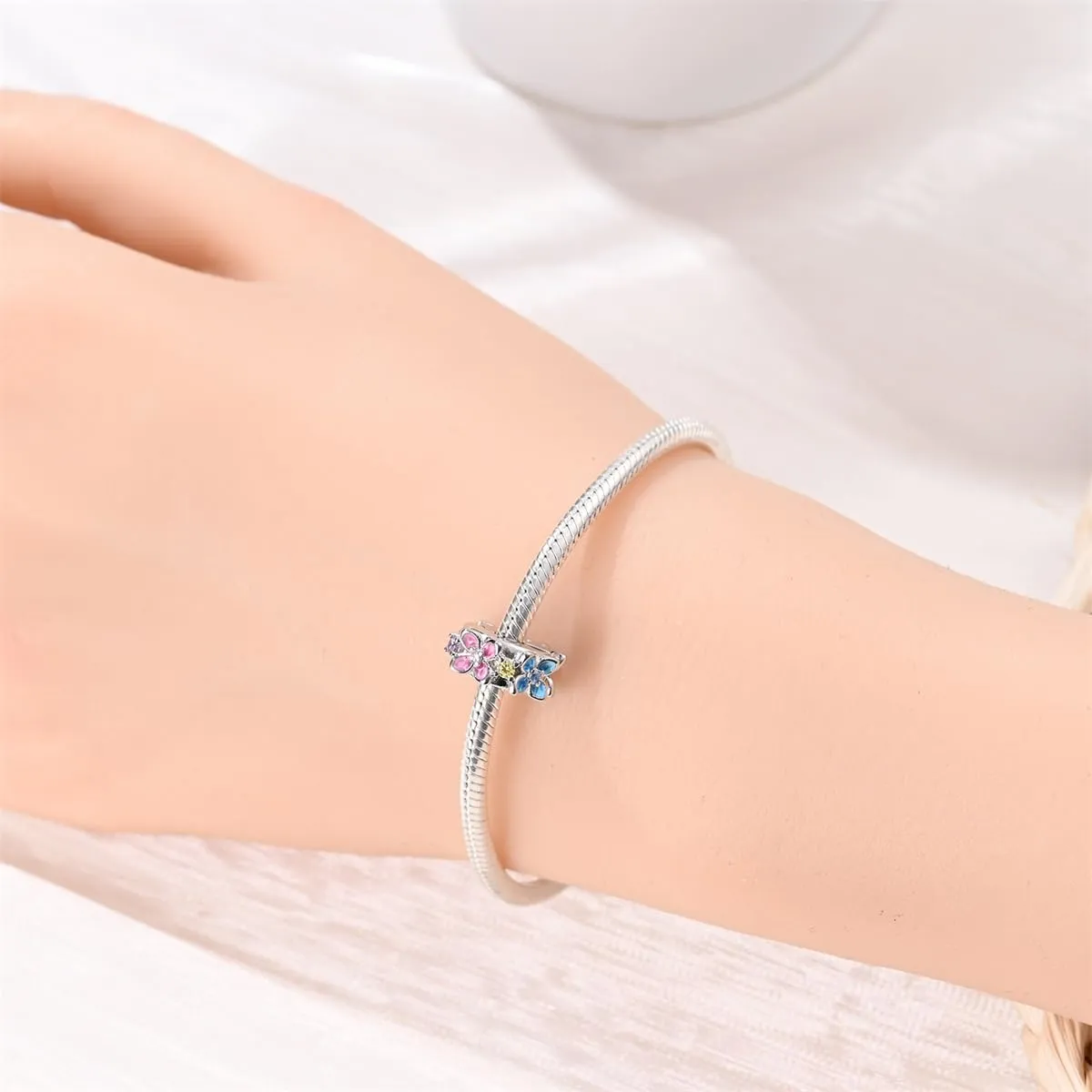 TINSLO Bead Charm in Argento Sterling 925 con Cubic Zirconia per Braccialetti e Collane Europee - immagine 4
