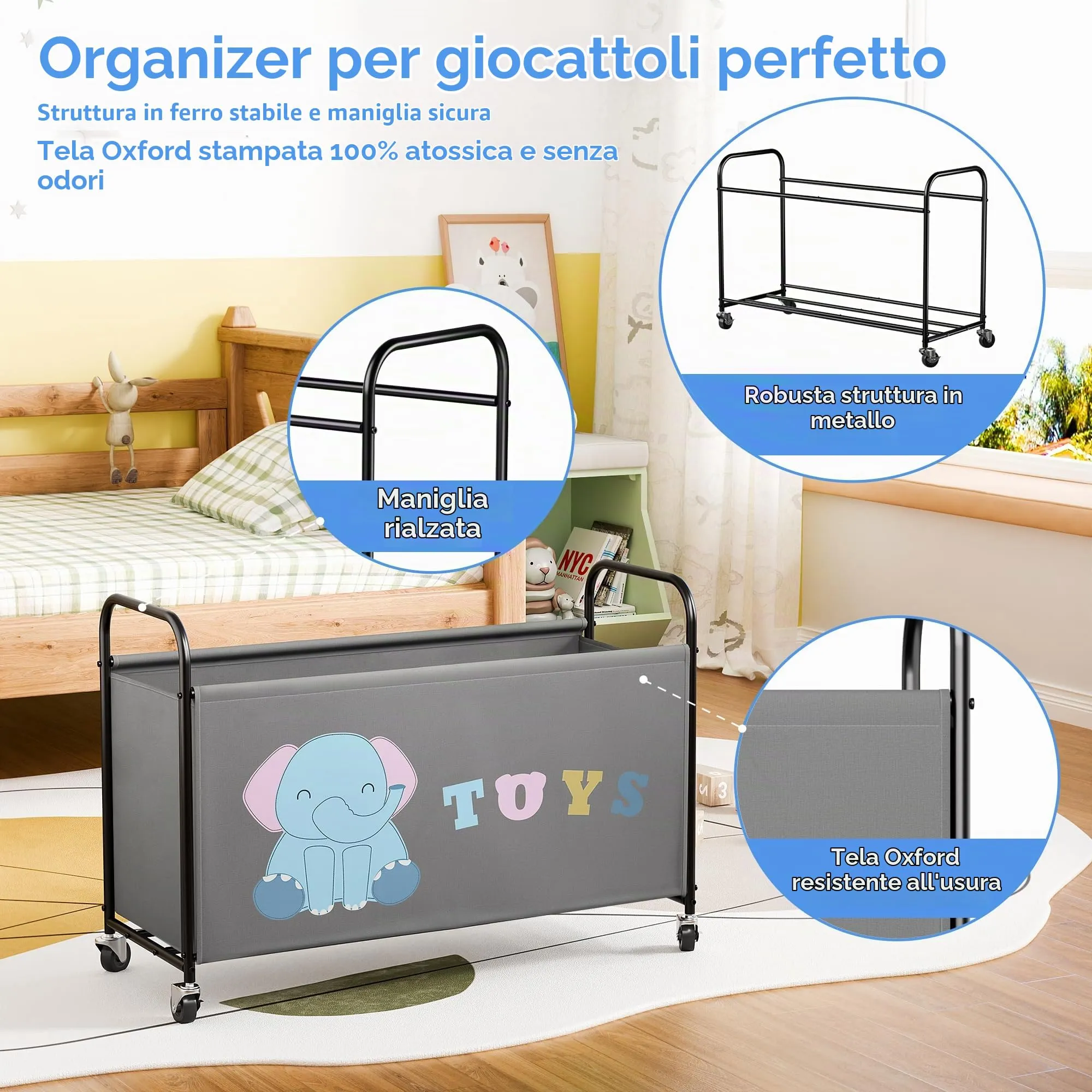 GRANNY SAYS Scatola per Giocattoli con Ruote, 135L, Grigio - immagine 4