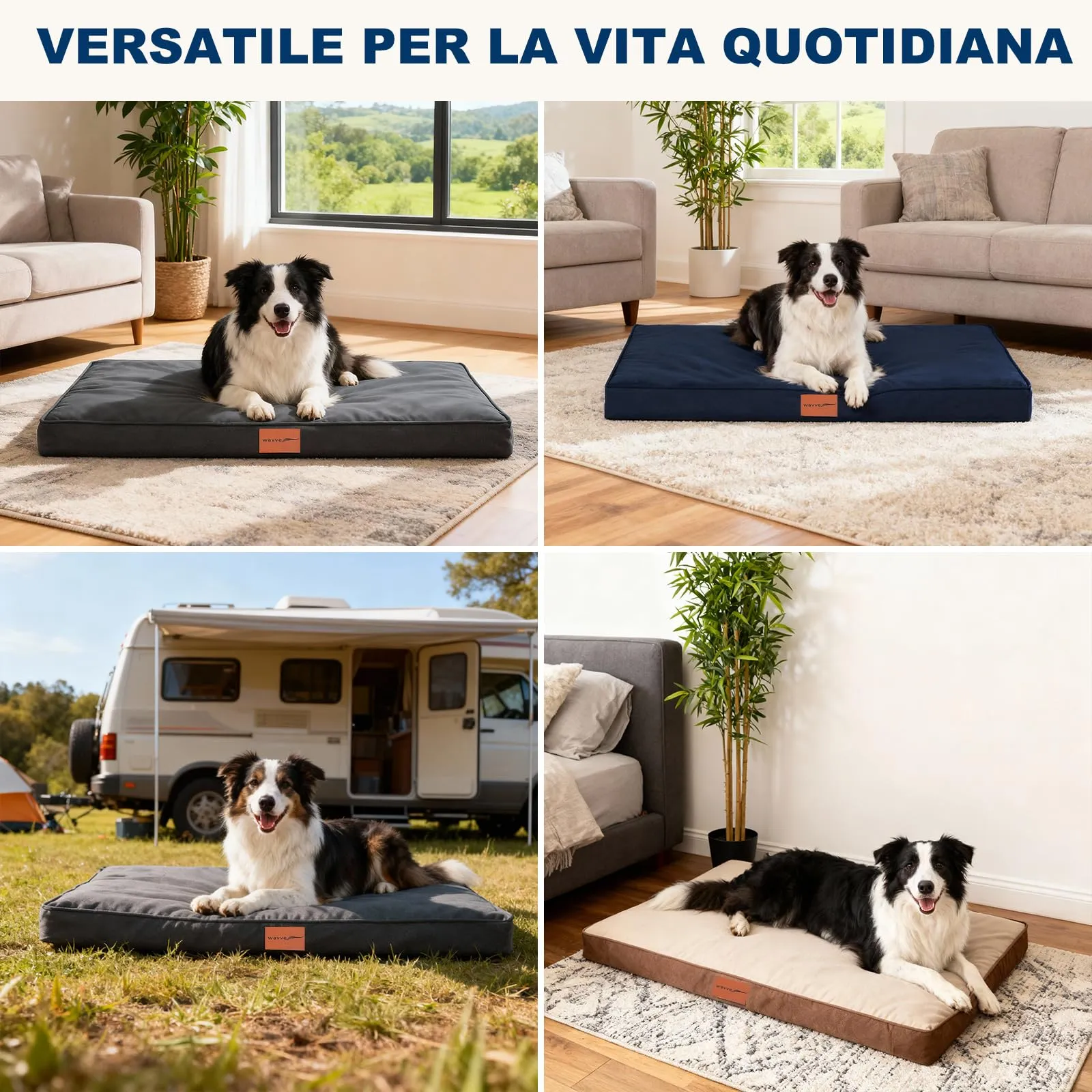 WAVVE Cuccia Cane Interno Ortopedica, 91x69x7.6 cm, Grigio - immagine 7