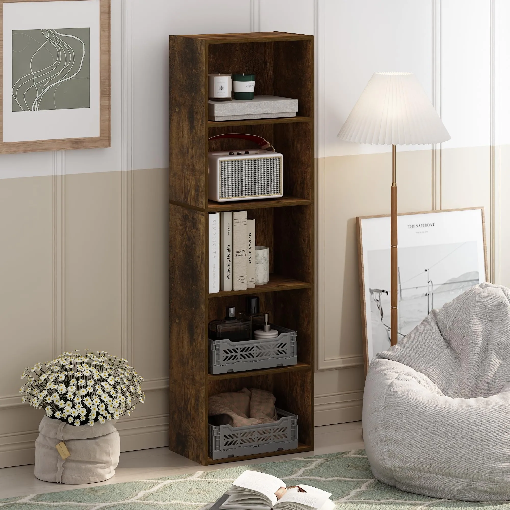 Furinno Luder Libreria a 5 Livelli, Pino Ambrato - immagine 2