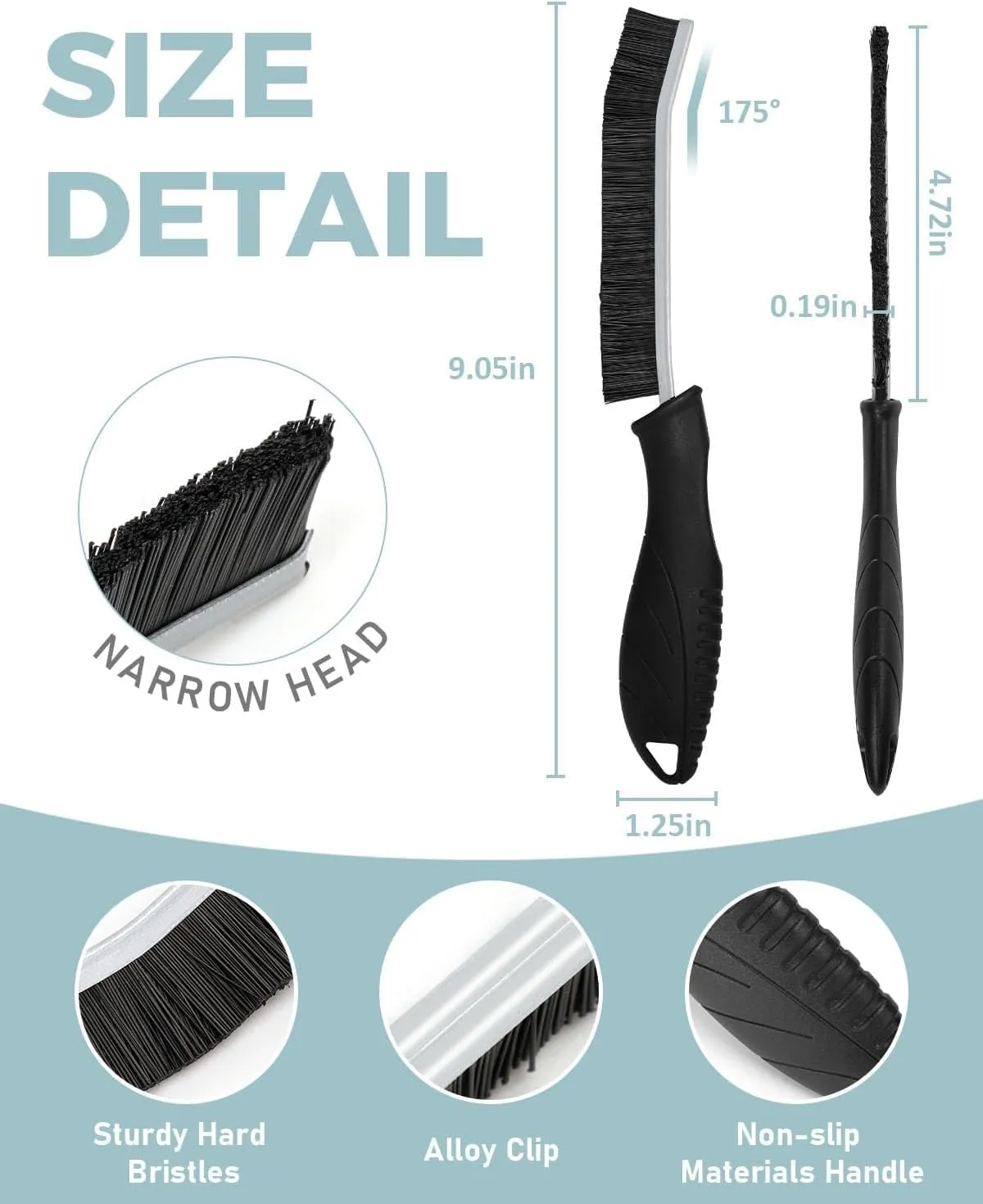 SXhyf Spazzole per Pulizia Fughe e Fessure, Setole Dure, Set da 3 pezzi - immagine 5