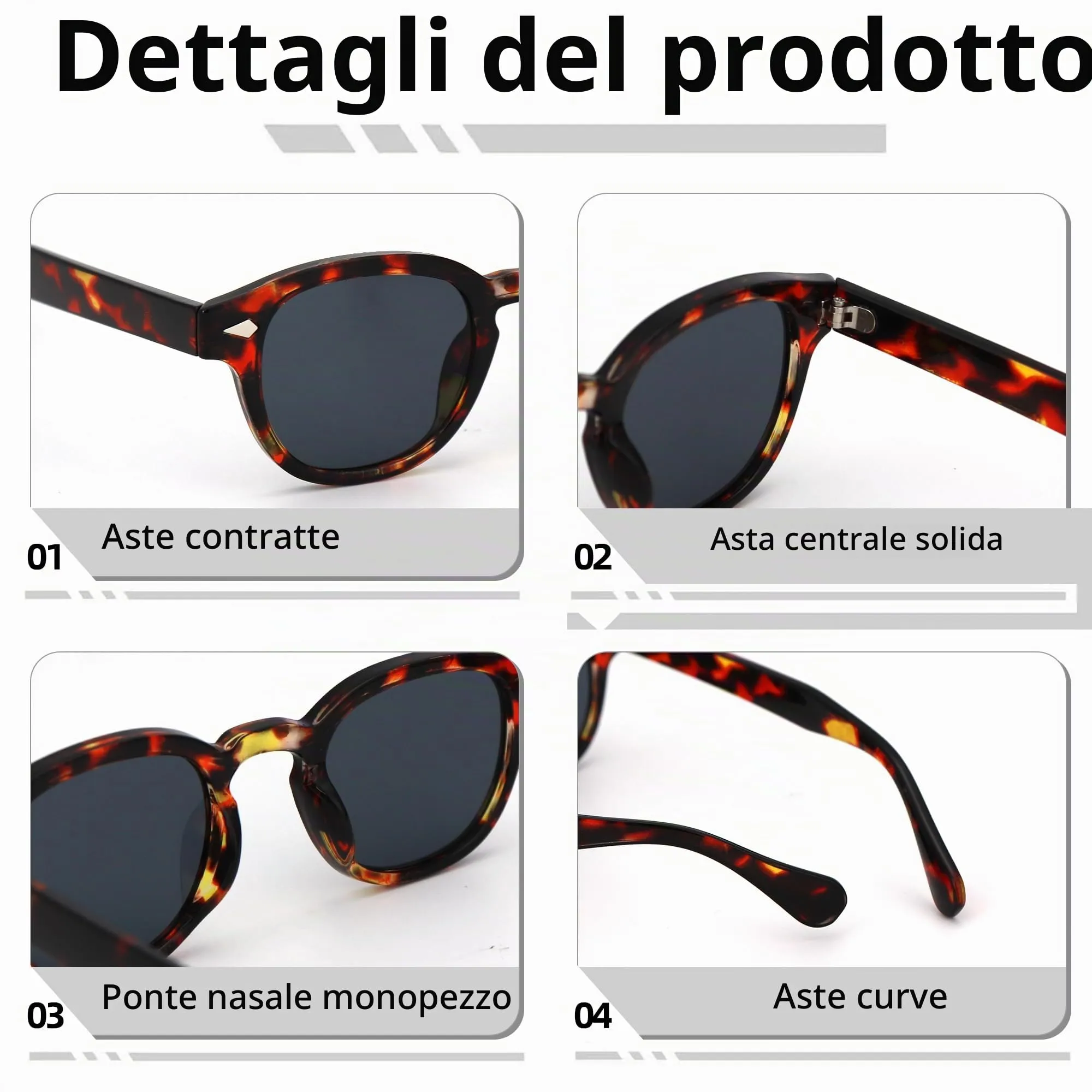 LHSDMOAT Occhiali da sole sportivi ovali vintage stile anni '70 UV400 - immagine 4