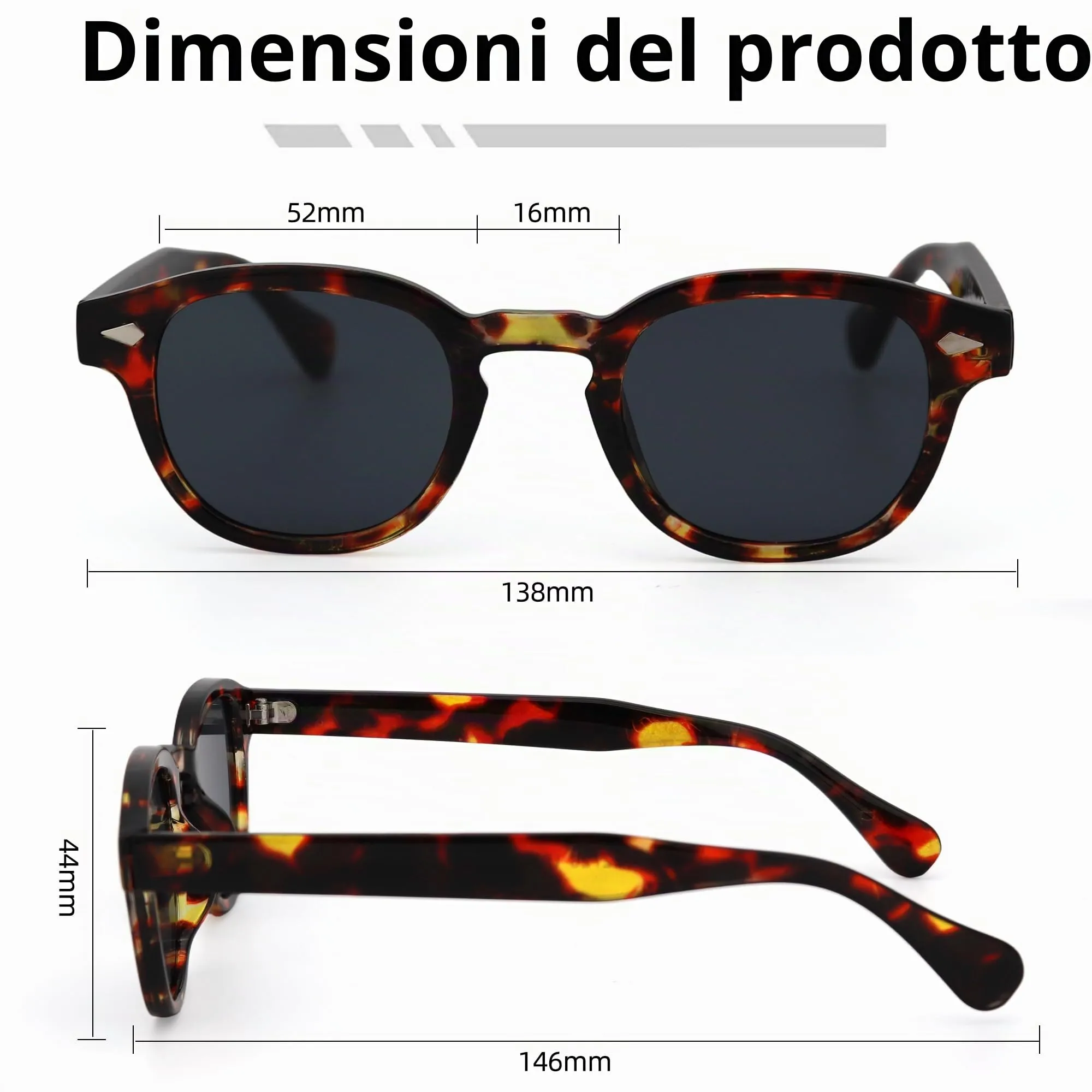 LHSDMOAT Occhiali da sole sportivi ovali vintage stile anni '70 UV400 - immagine 5