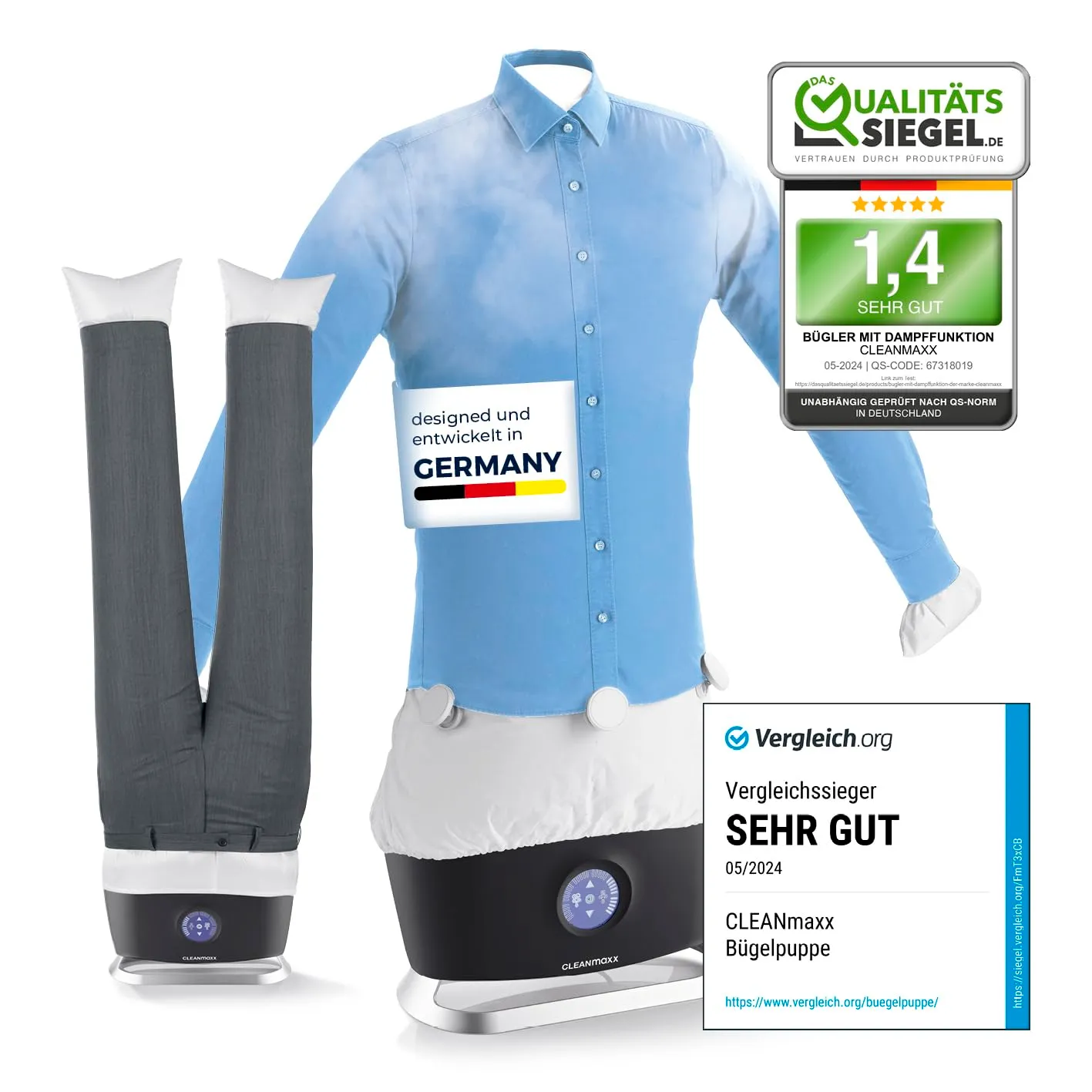 CLEANmaxx Pro Steam Ferro Automatico per Camicie e Pantaloni con Display Touch - immagine 1
