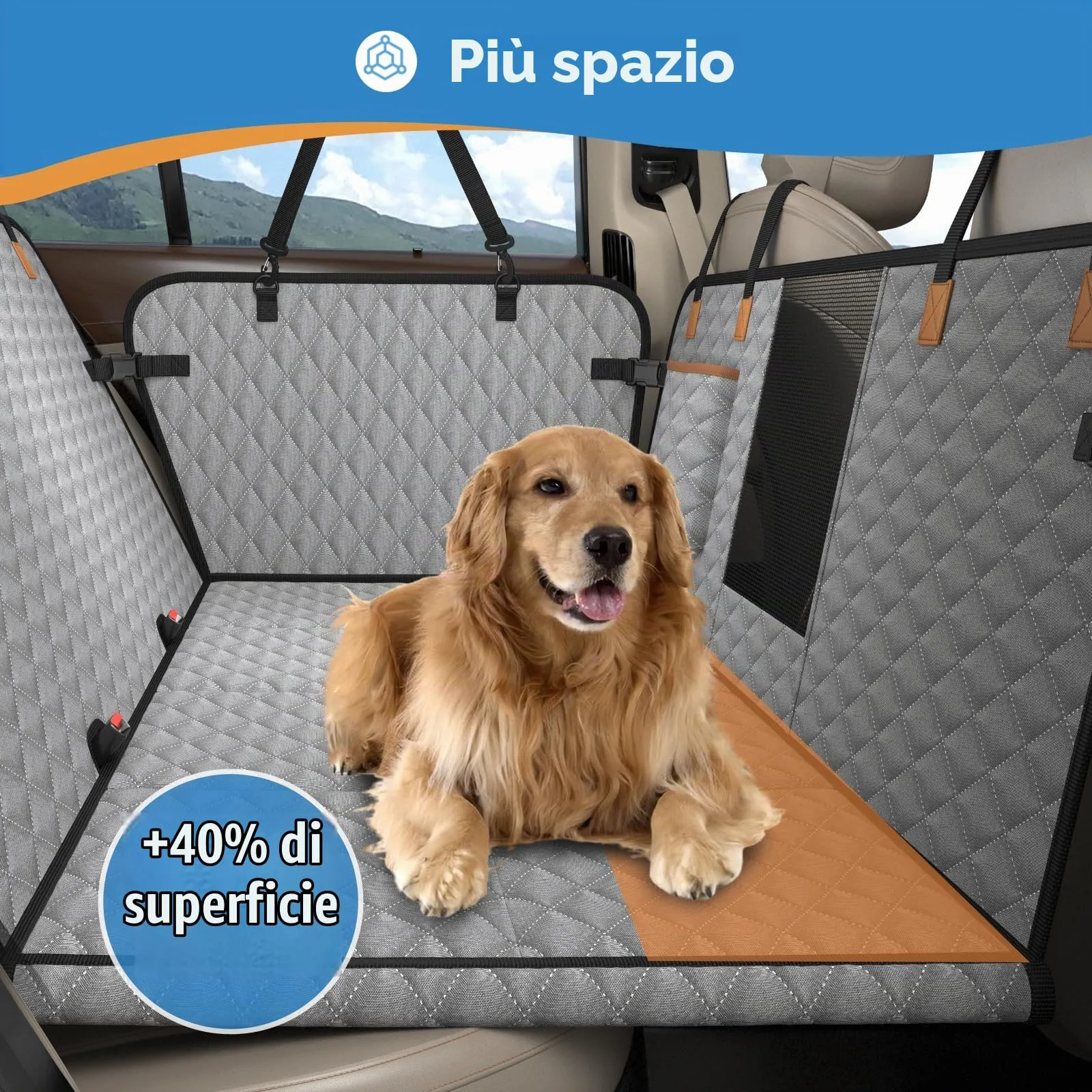MyeMdan Coprisedile Auto per Cani con Pannello di Fibra Rigido, Grigio - immagine 2