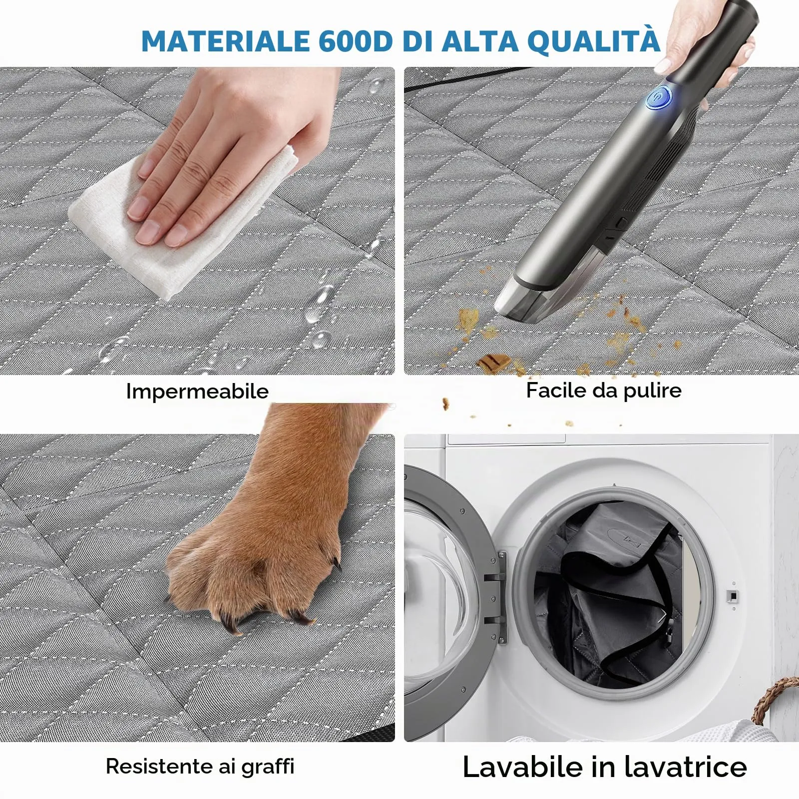 MyeMdan Coprisedile Auto per Cani con Pannello di Fibra Rigido, Grigio - immagine 6