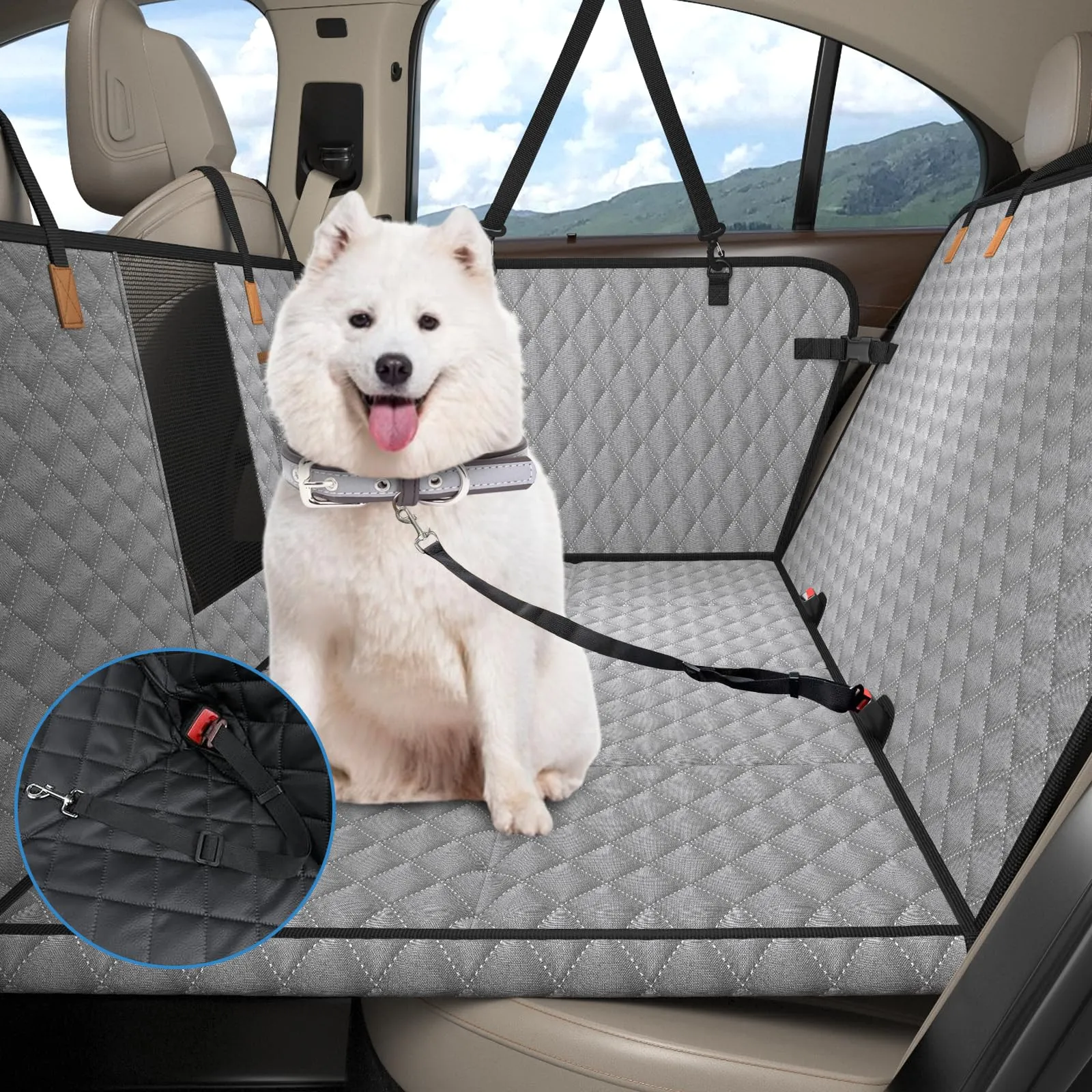MyeMdan Coprisedile Auto per Cani con Pannello di Fibra Rigido, Grigio - immagine 7