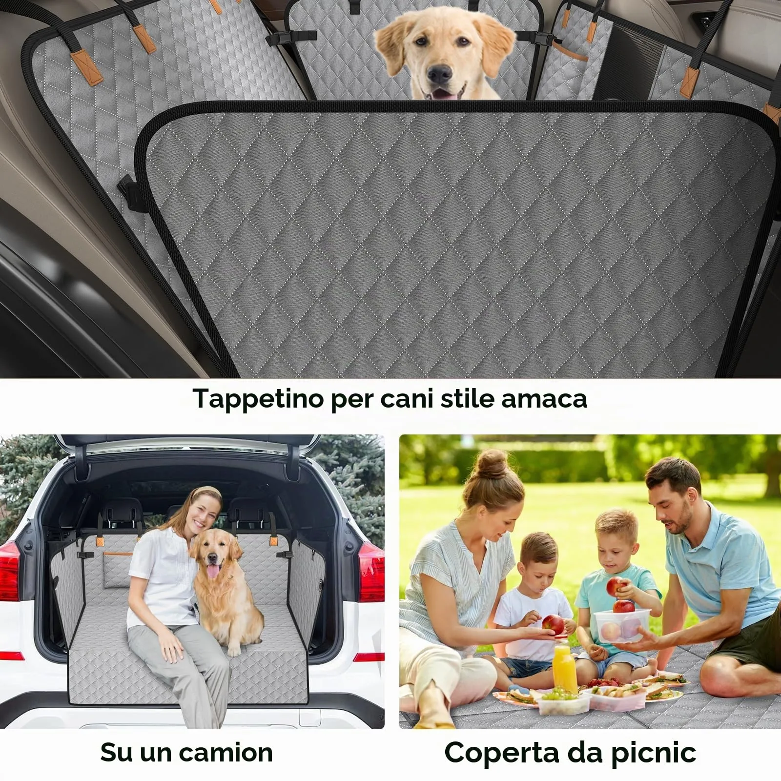 MyeMdan Coprisedile Auto per Cani con Pannello di Fibra Rigido, Grigio - immagine 8